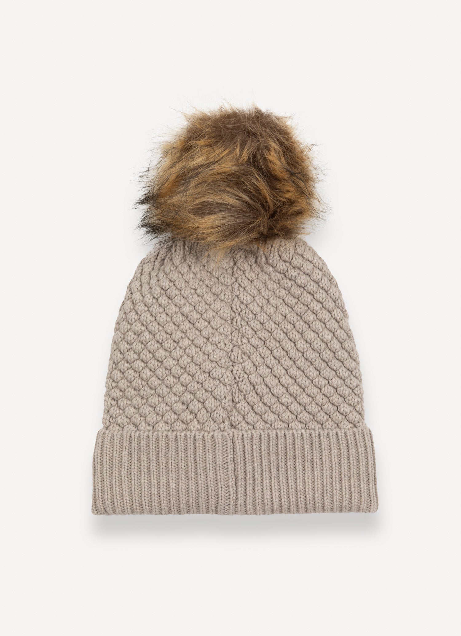 COLMAR Berretto Donna Pon Pon Ecopelliccia-Beige Canapa