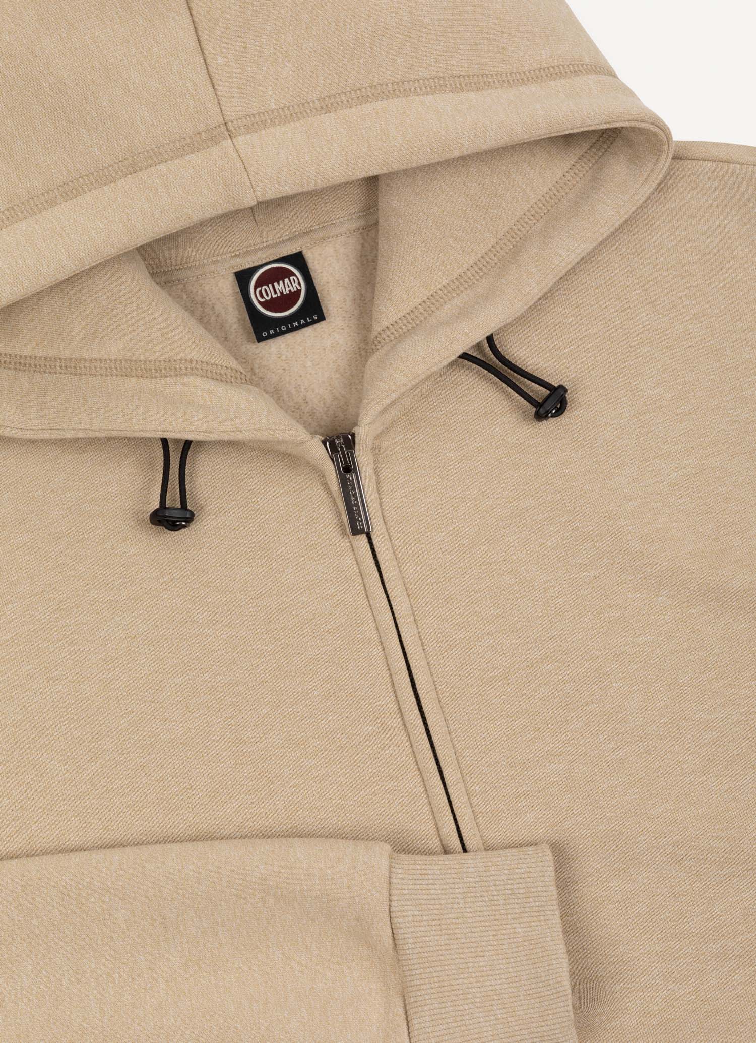 COLMAR Felpa Uomo Zip Coulisse Cappuccio Mélange-Beige Mocaccino