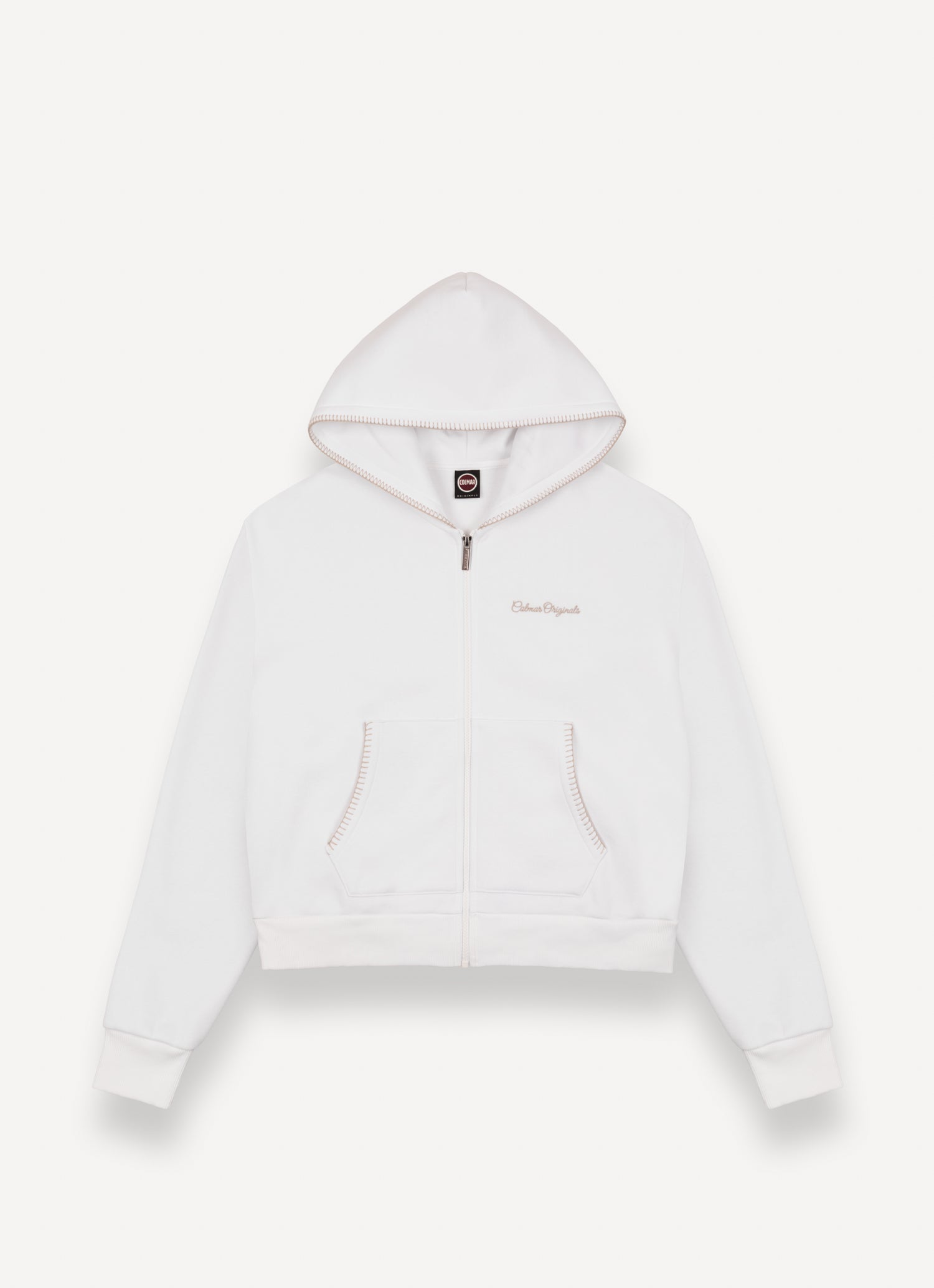 COLMAR Felpa Donna Full Zip con logo ricamato-Bianco