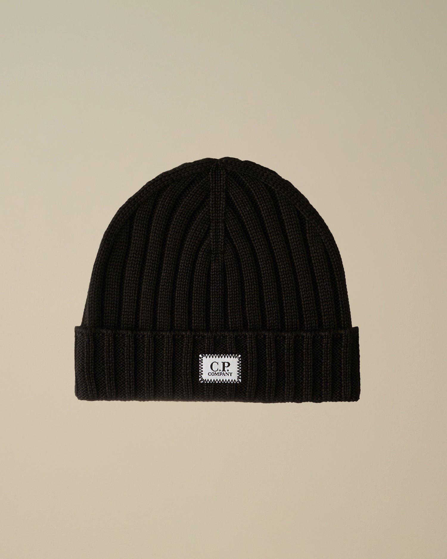 C.P. COMPANY Berretto Uomo Extrafine Merino Wool Logo-Black