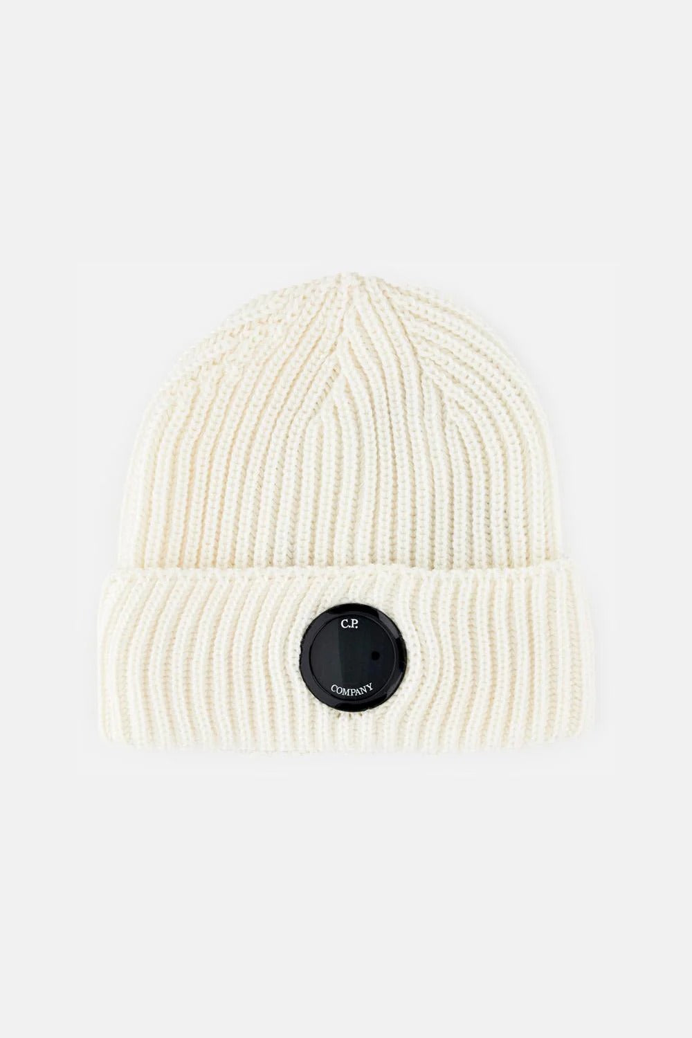 C.P. COMPANY Berretto Uomo Extrafine Merino Wool Lens-Gauze White