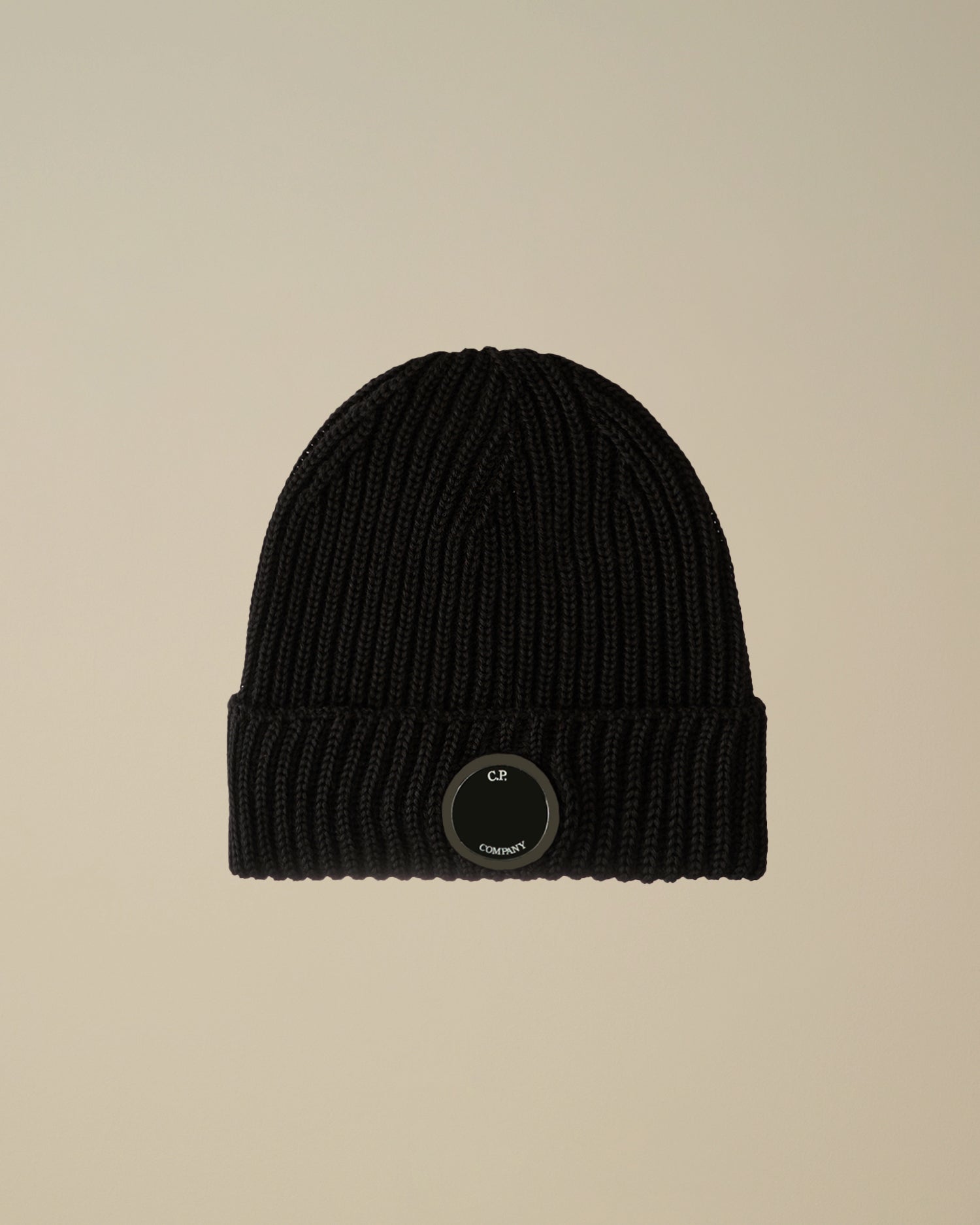 C.P. COMPANY Berretto Uomo Extrafine Merino Wool Lens-Black
