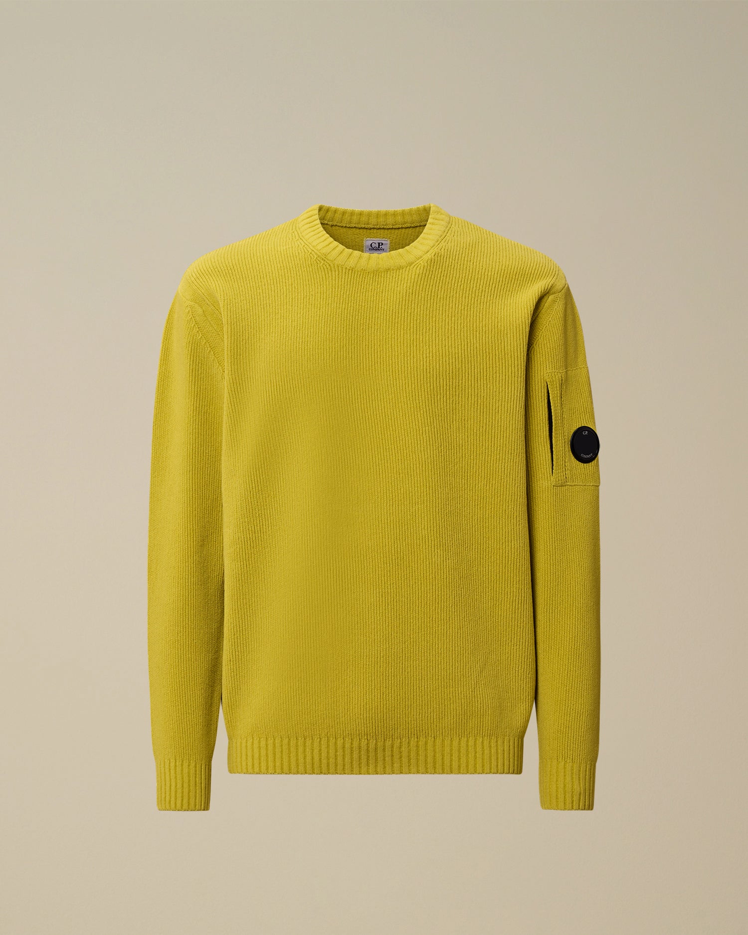 C.P. COMPANY Maglione Uomo Cotton Chenille Crewneck-Green Sheen Yellow