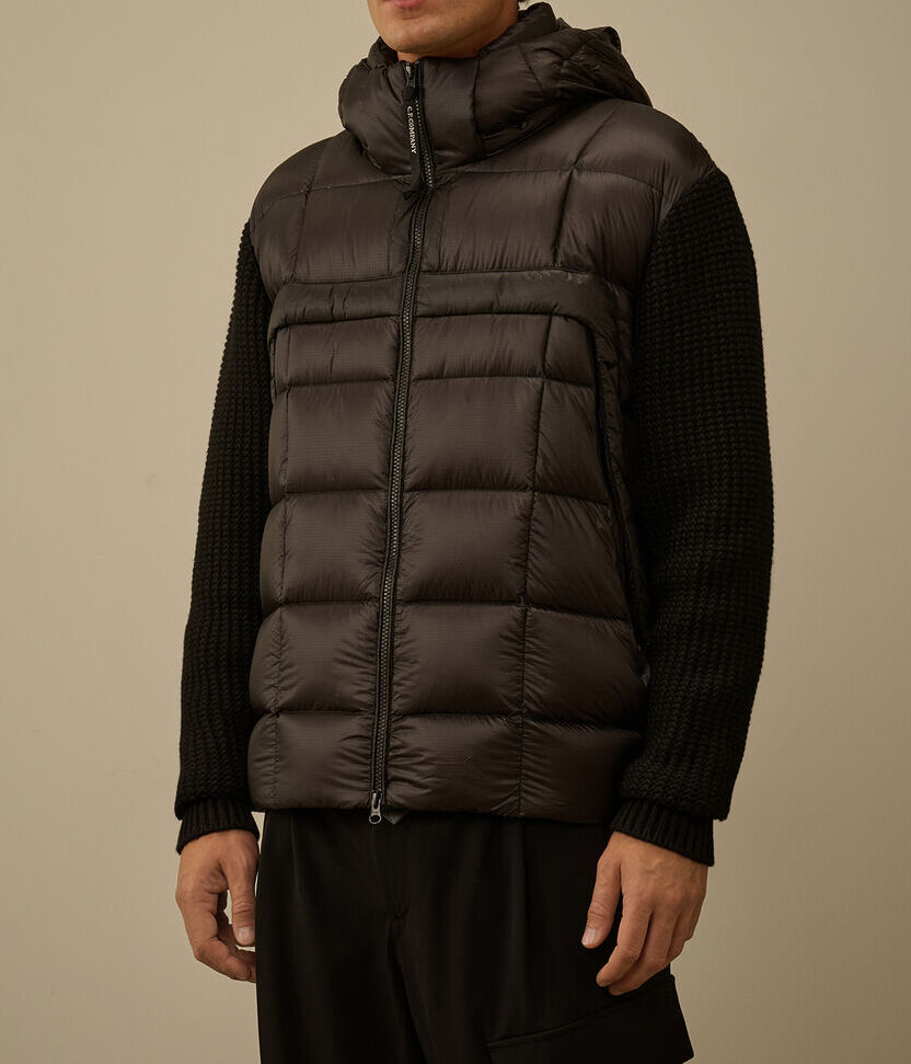 C.P. COMPANY Giacca Uomo Extrafine Merino Wool Mixed Full Zip Goggle-Black