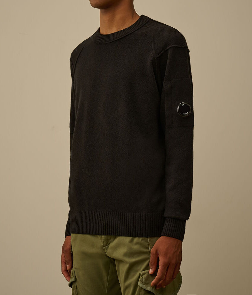 C.P. COMPANY Maglione Uomo Lambswool Grs Crewneck Lens-Black