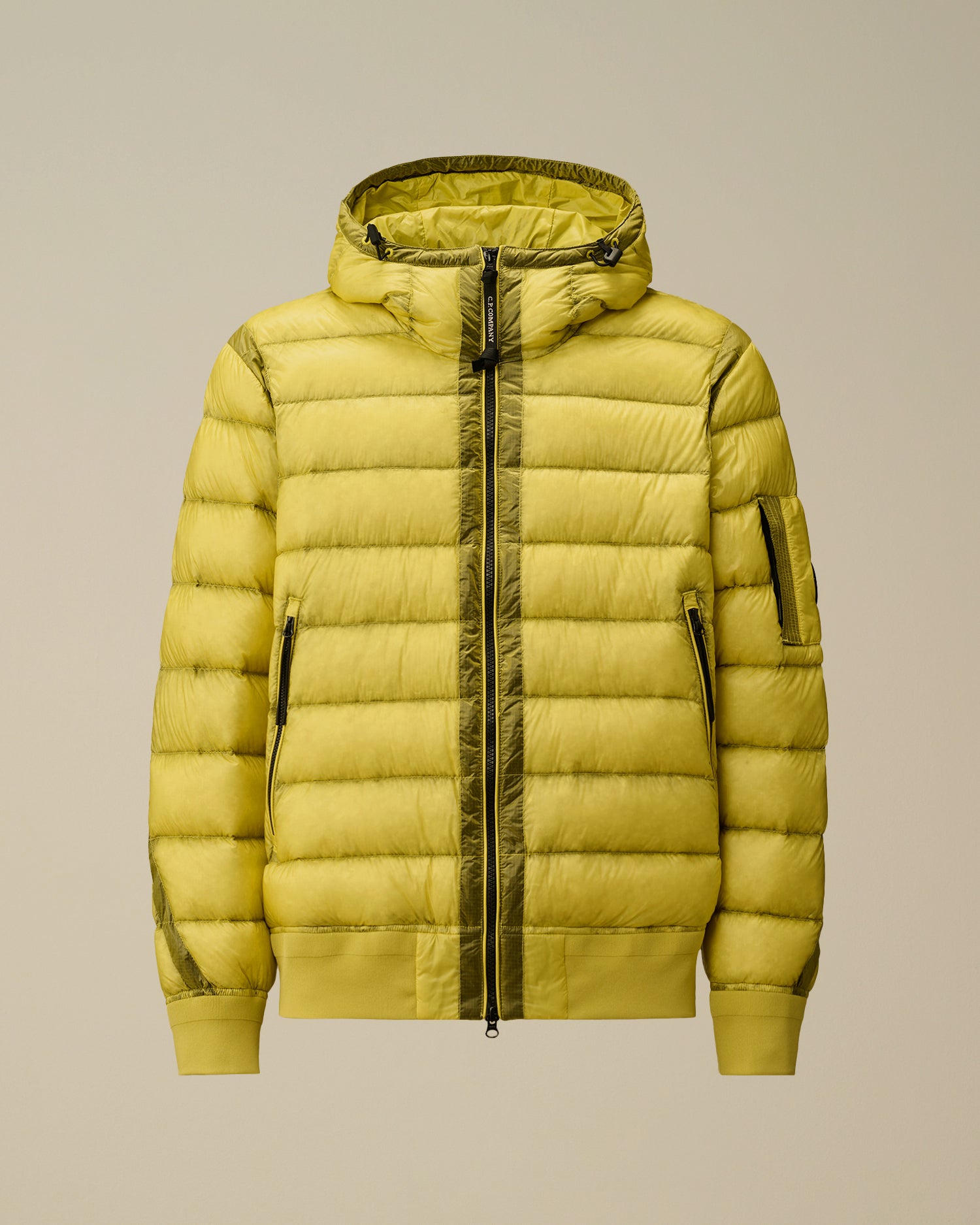 C.P. COMPANY Piumino Uomo D.D. Shell Hooded Down-Green Sheen Yellow