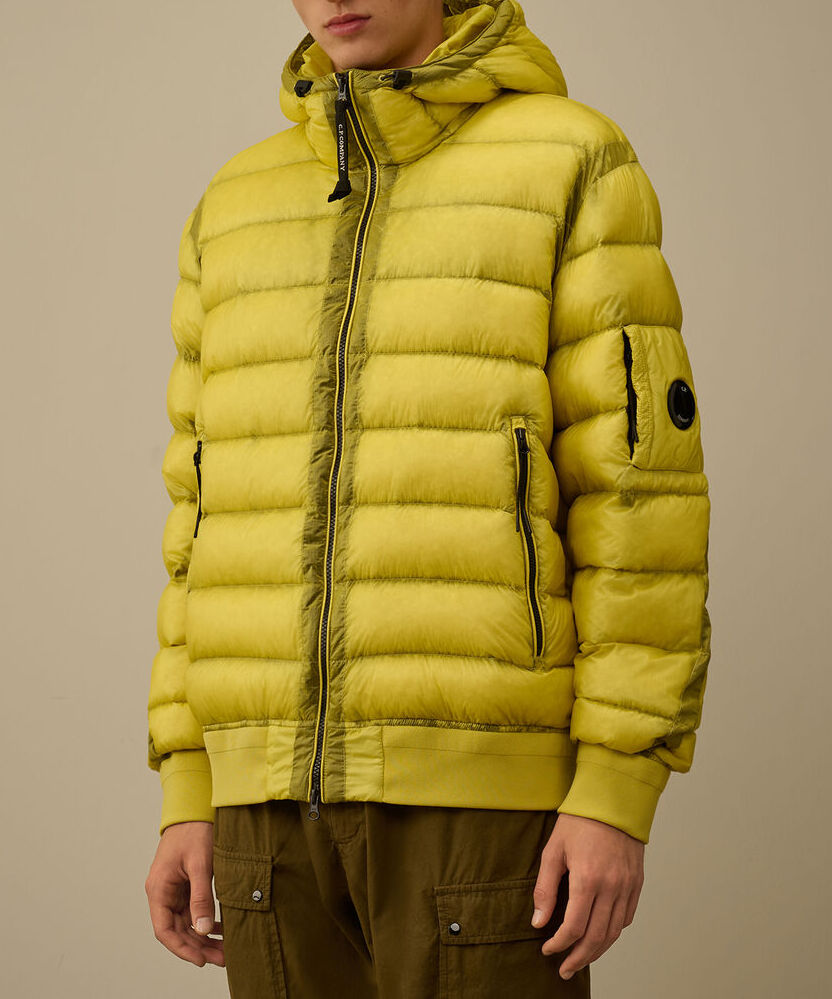C.P. COMPANY Piumino Uomo D.D. Shell Hooded Down-Green Sheen Yellow