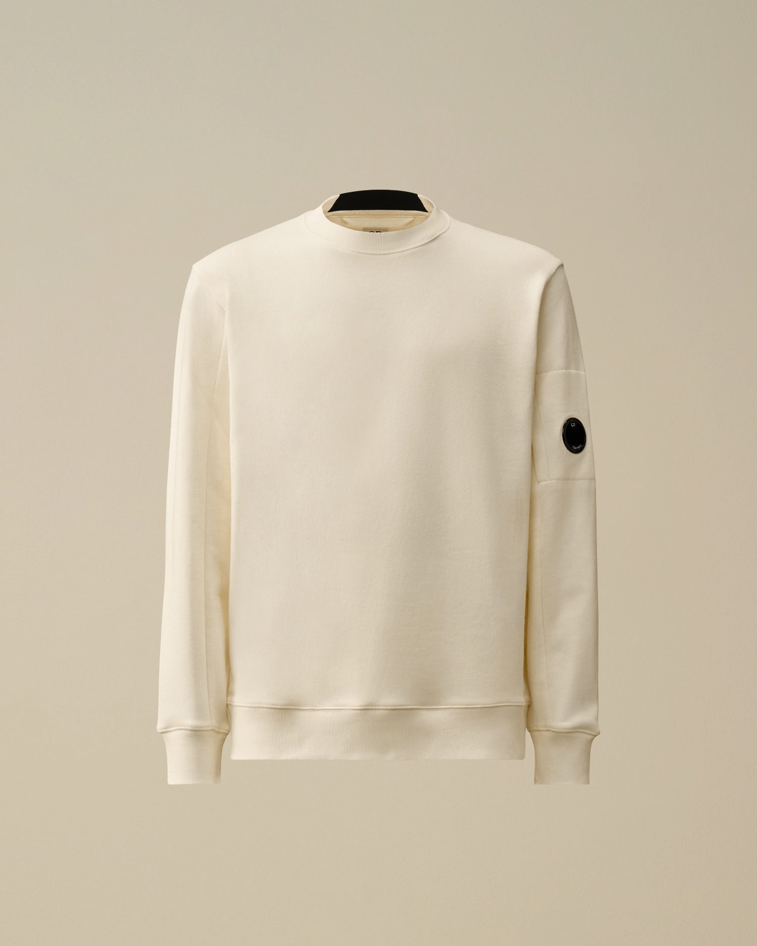 C.P. COMPANY Felpa Uomo Diagonal Raised Fleece Crewneck-Gauze White