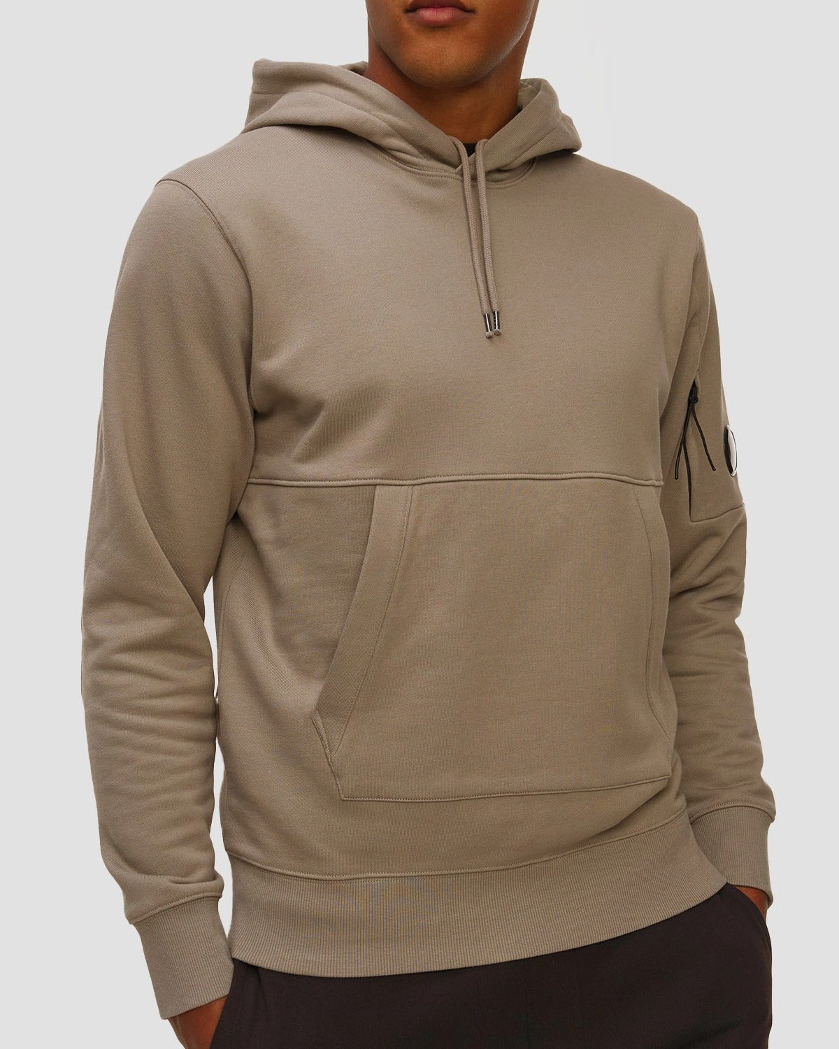 C.P. COMPANY Felpa Uomo Diagonal Raised Fleece-Fungi Grey