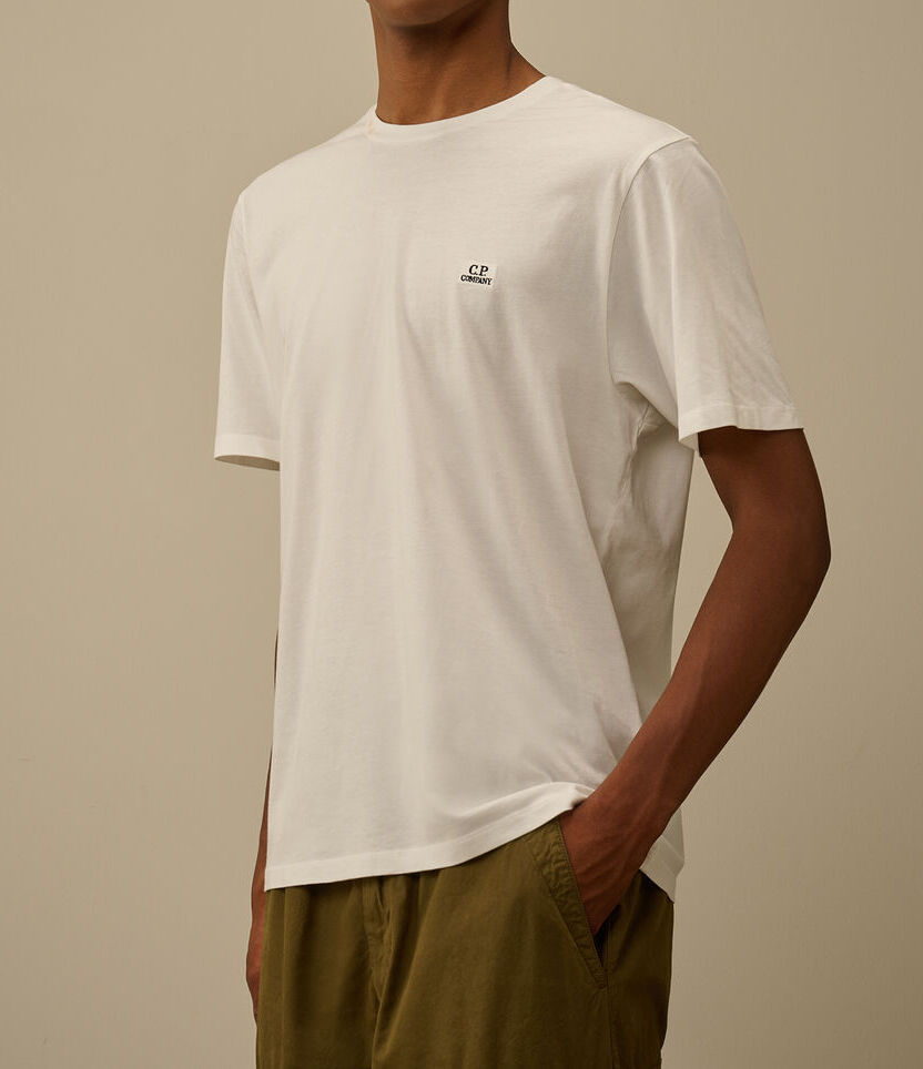 C.P. COMPANY T-shirt Uomo 30/1 Jersey Logo Patch-Gauze White