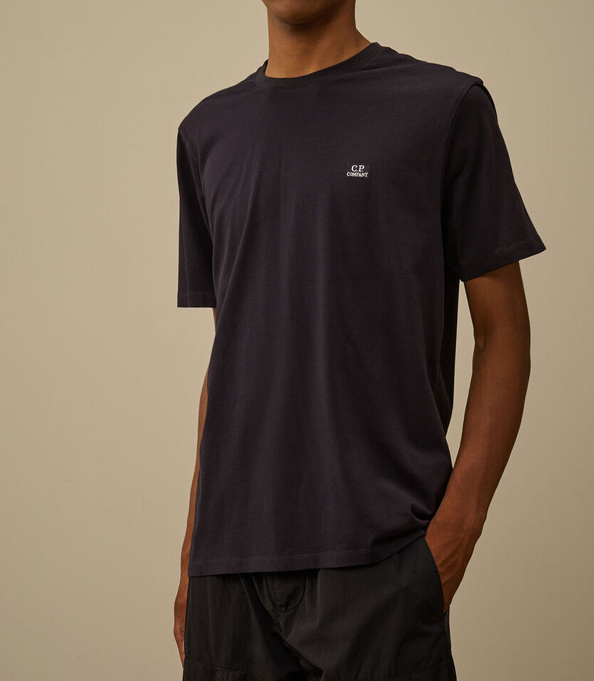 C.P. COMPANY T-shirt Uomo 30/1 Jersey Logo Patch-Total Eclipse Blue