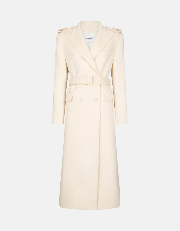 DONDUP Cappotto Donna Velour Lana Cashmere-Avena Latte