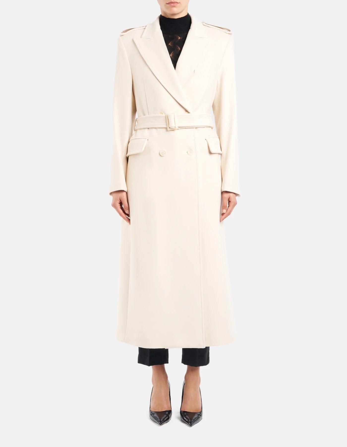 DONDUP Cappotto Donna Velour Lana Cashmere-Avena Latte