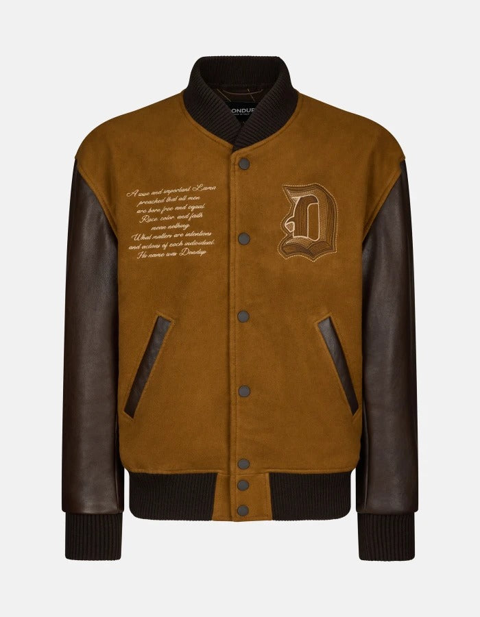 DONDUP Bomber Uomo Panno Pelle-Kaki