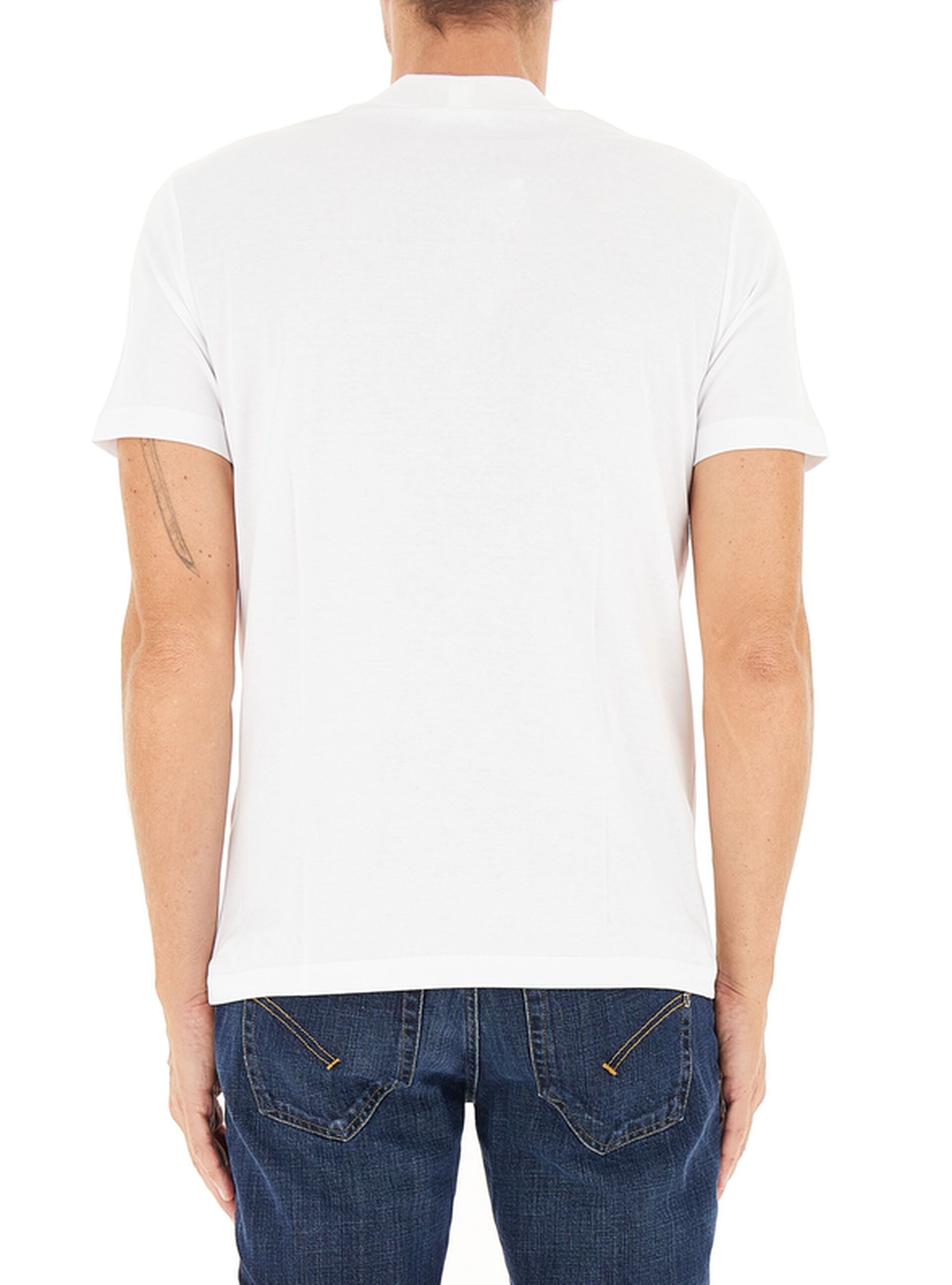 DONDUP T-Shirt Uomo Jersey Over Logo Lettering-Bianco