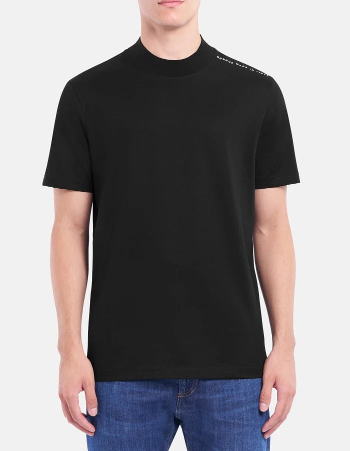 DONDUP T-Shirt Uomo Jersey Over Logo Lettering-Nero