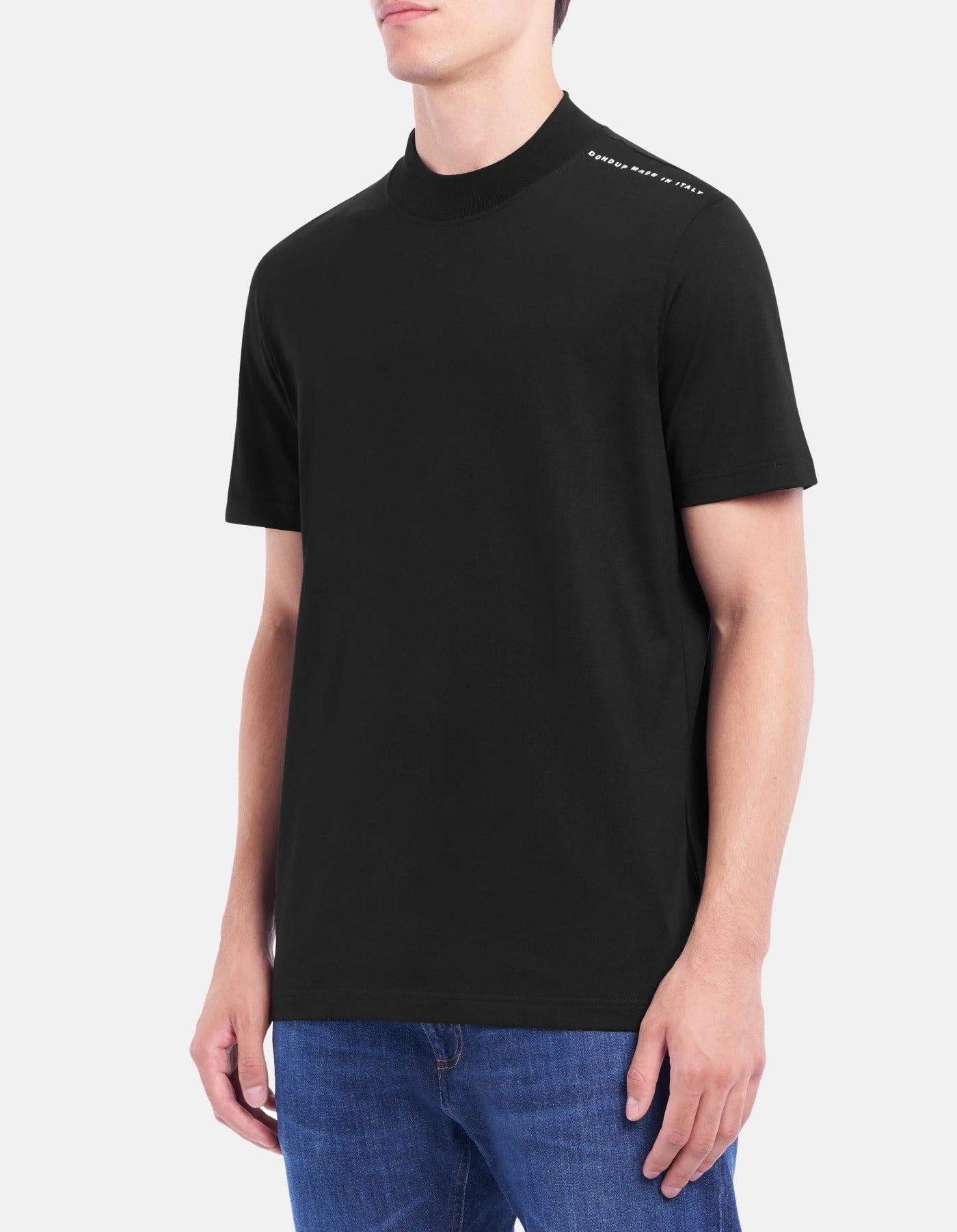 DONDUP T-Shirt Uomo Jersey Over Logo Lettering-Nero