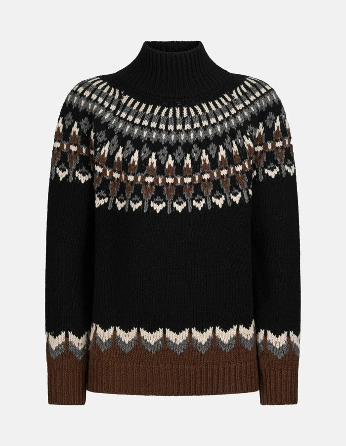 DONDUP Maglia Dolcevita Uomo Lana Jacquard Regular-Nero