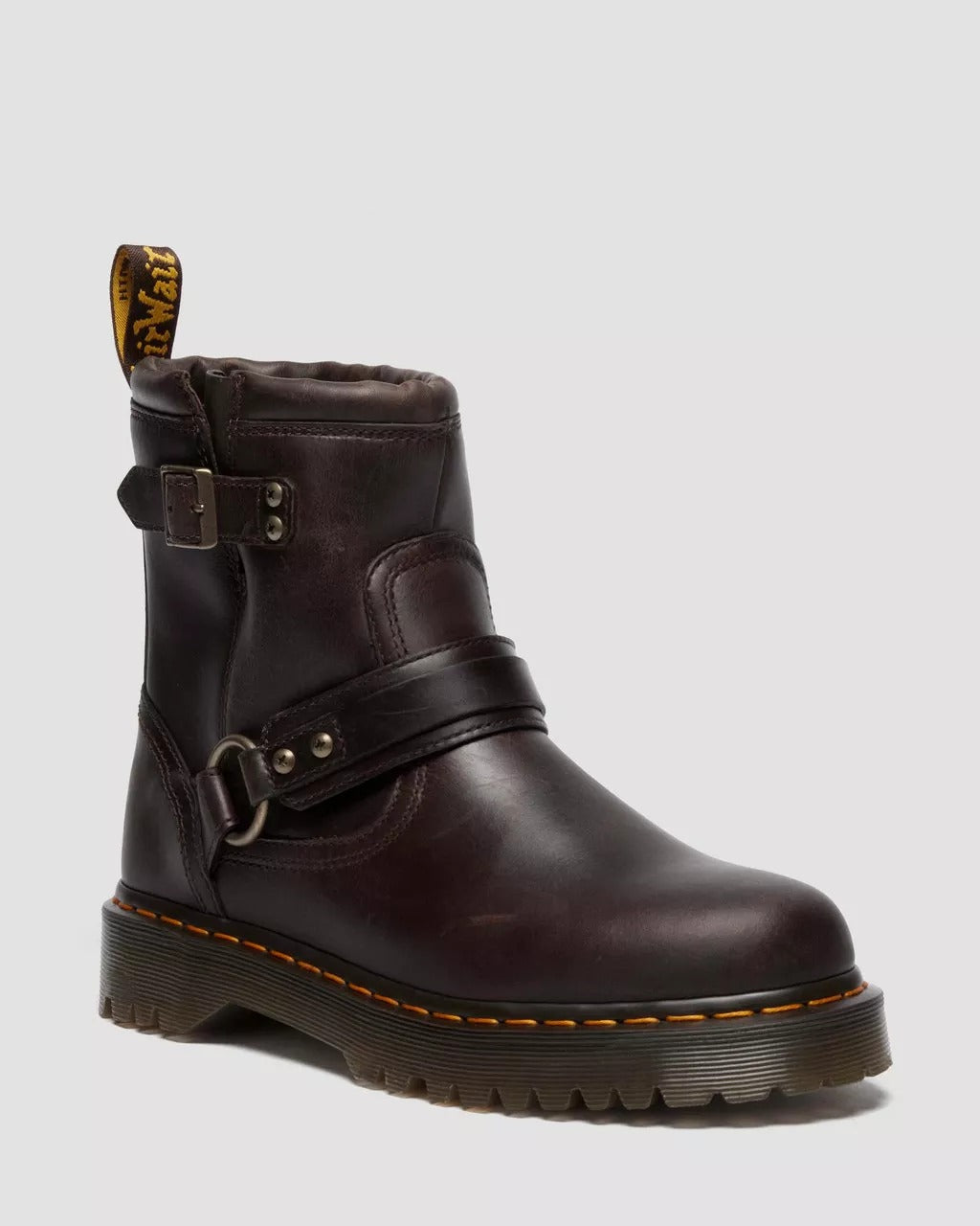 DR. MARTENS Stivale Donna ANISTONE HARNESS CRAZY HORSE-Dark Brown