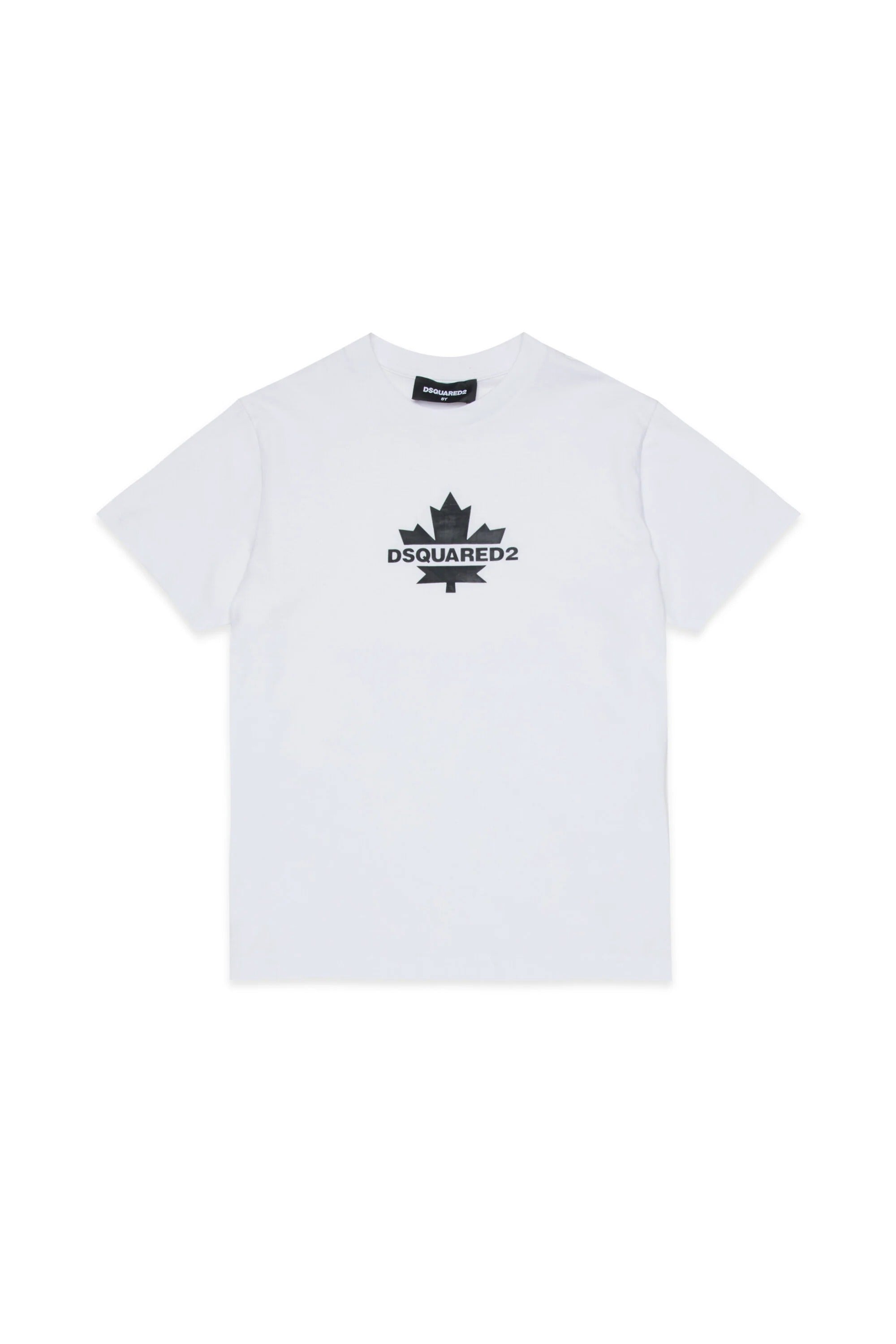 DSQUARED2 T-Shirt Junior Logo Foglia-Bianco