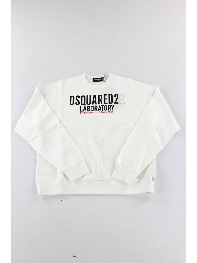 DSQUARED2 Felpa Junior Logo Laboratory-Bianco