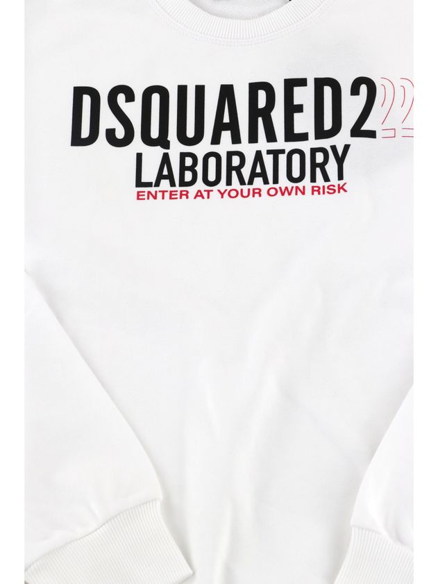 DSQUARED2 Felpa Junior Logo Laboratory-Bianco