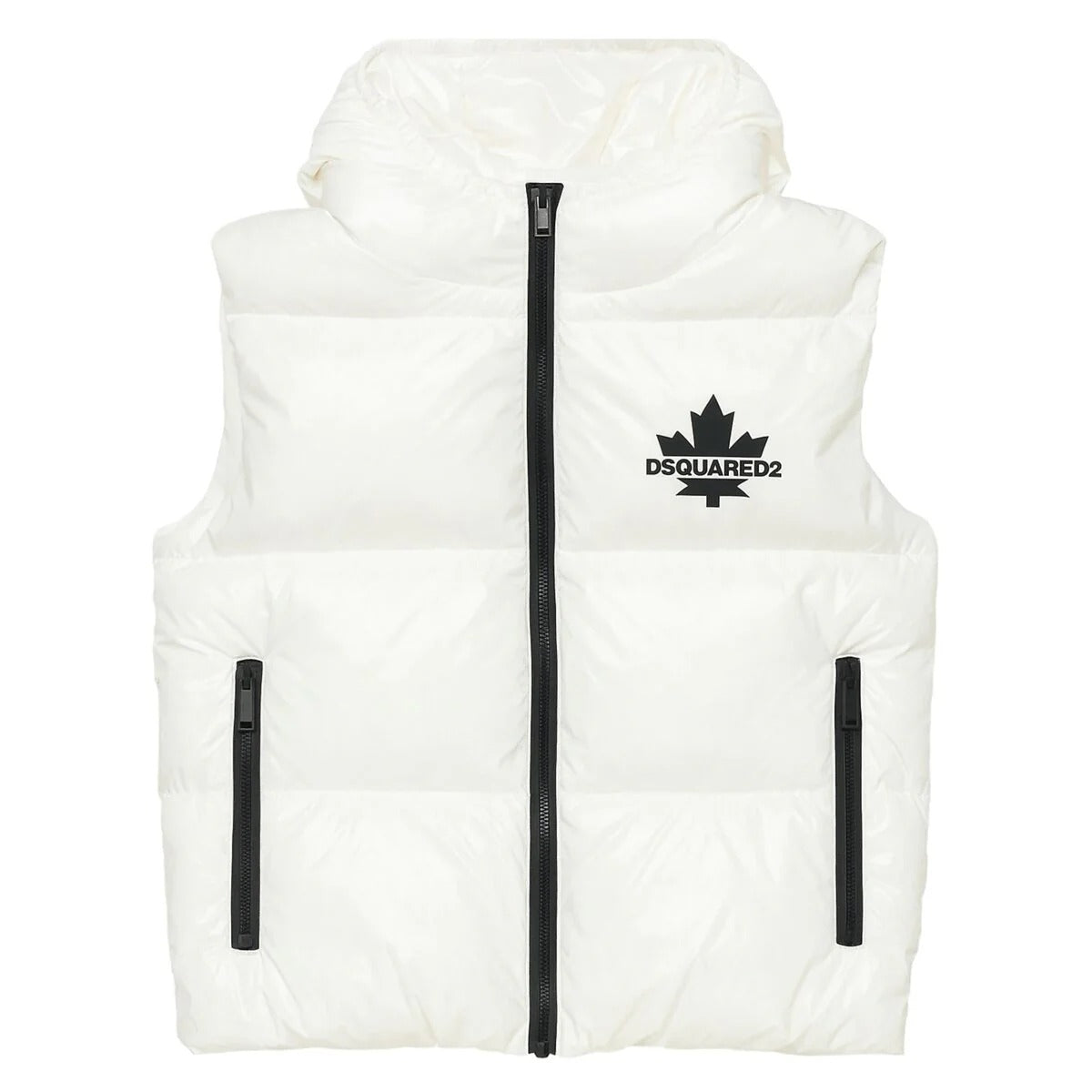 DSQUARED2 Gilet Junior Logo Foglia-Bianco