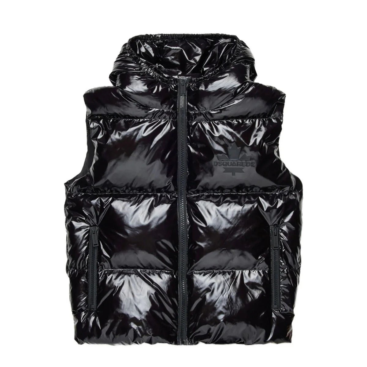 DSQUARED2 Gilet Junior Logo Foglia-Nero