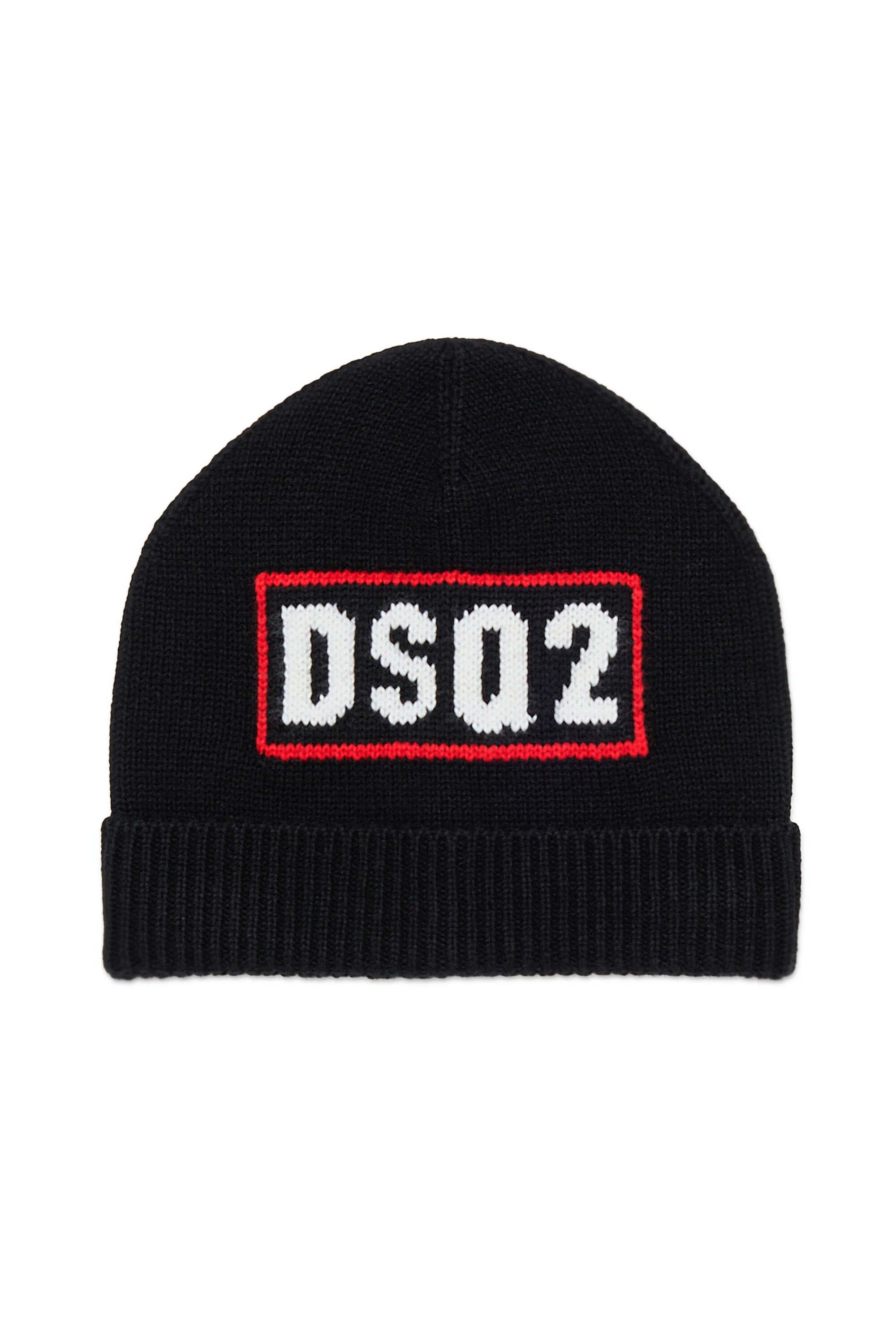 DSQUARED2 Berretto Junior Logo Jacquard-Nero