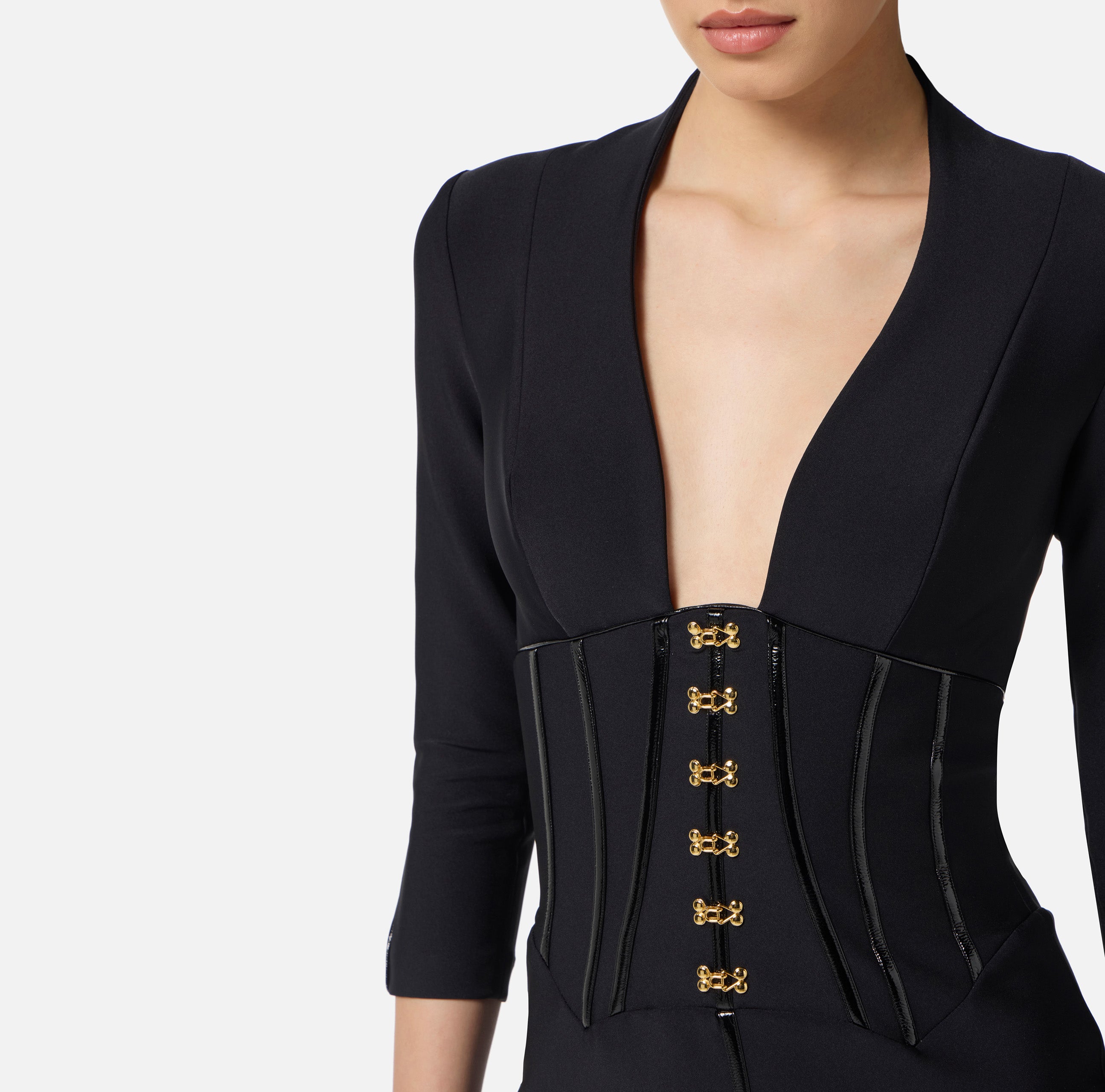 ELISABETTA FRANCHI Abito Corto Neoprene-Nero