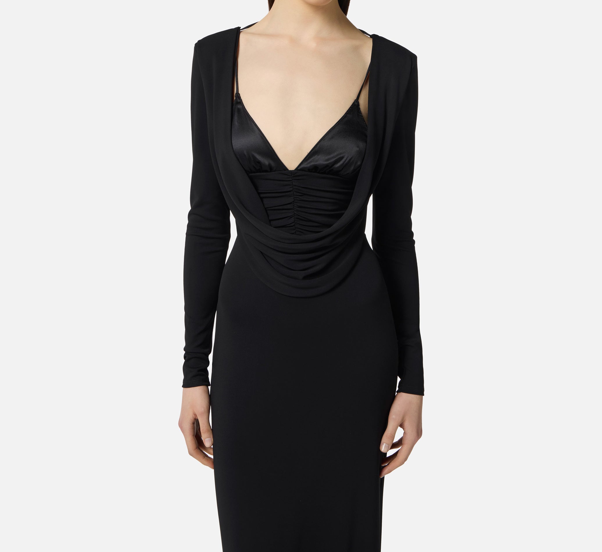 ELISABETTA FRANCHI Abito Red Carpet Jersey Crêpe Viscosa-Nero