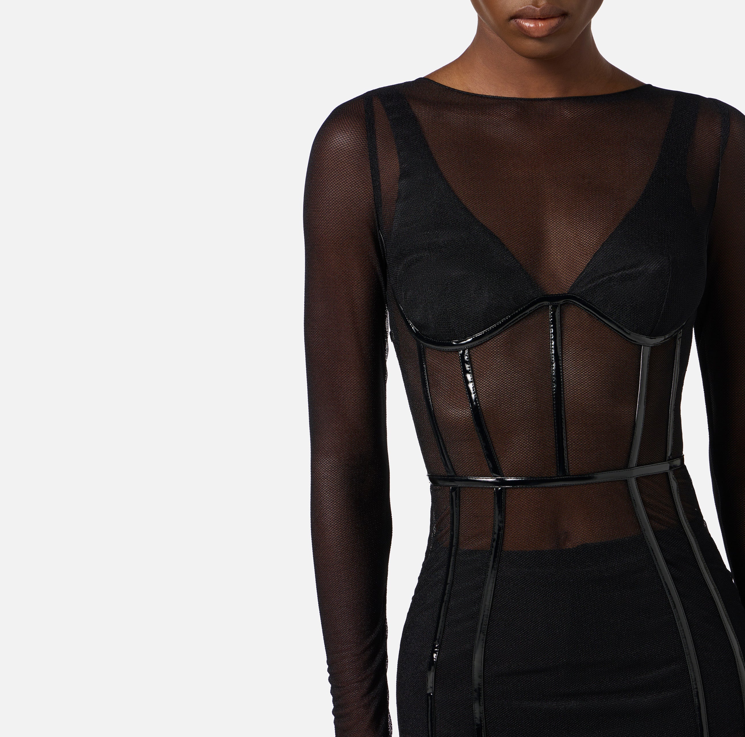 ELISABETTA FRANCHI Abito Red Carpet Tulle-Nero