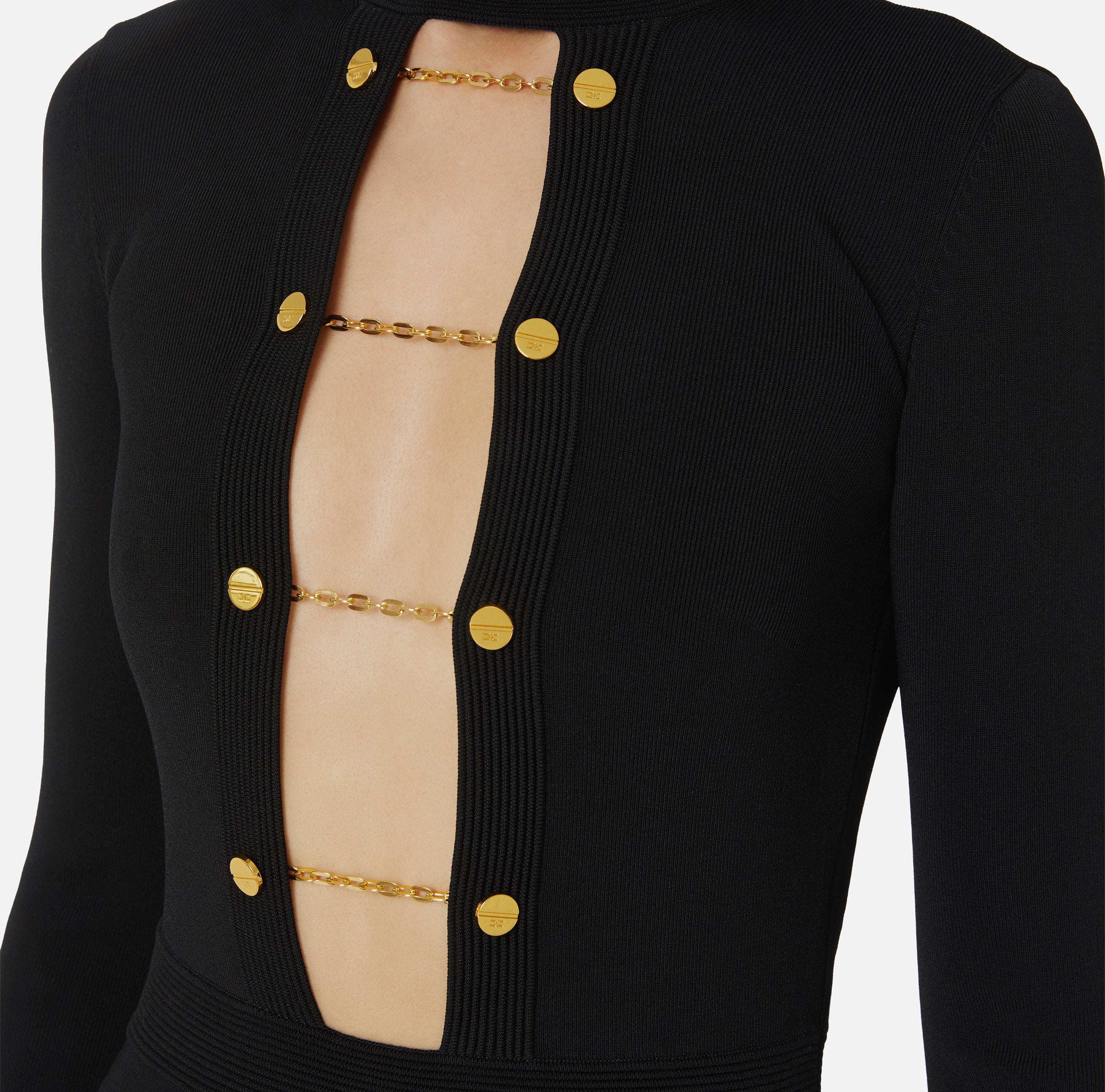 ELISABETTA FRANCHI Abito Lungo Maglia Viscosa Gemelli-Nero