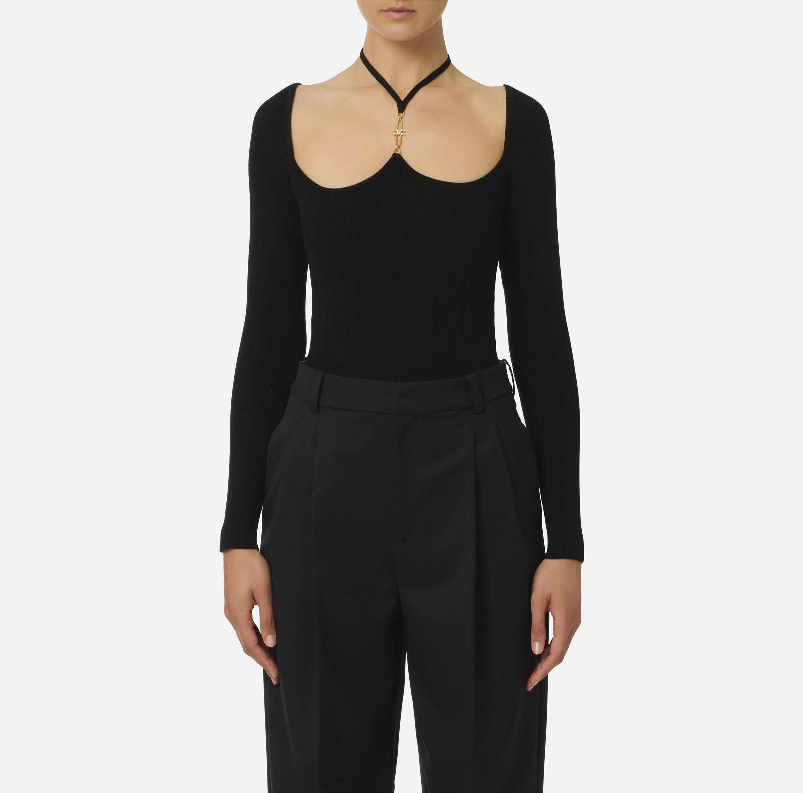 ELISABETTA FRANCHI Body Maglia Costine-Nero