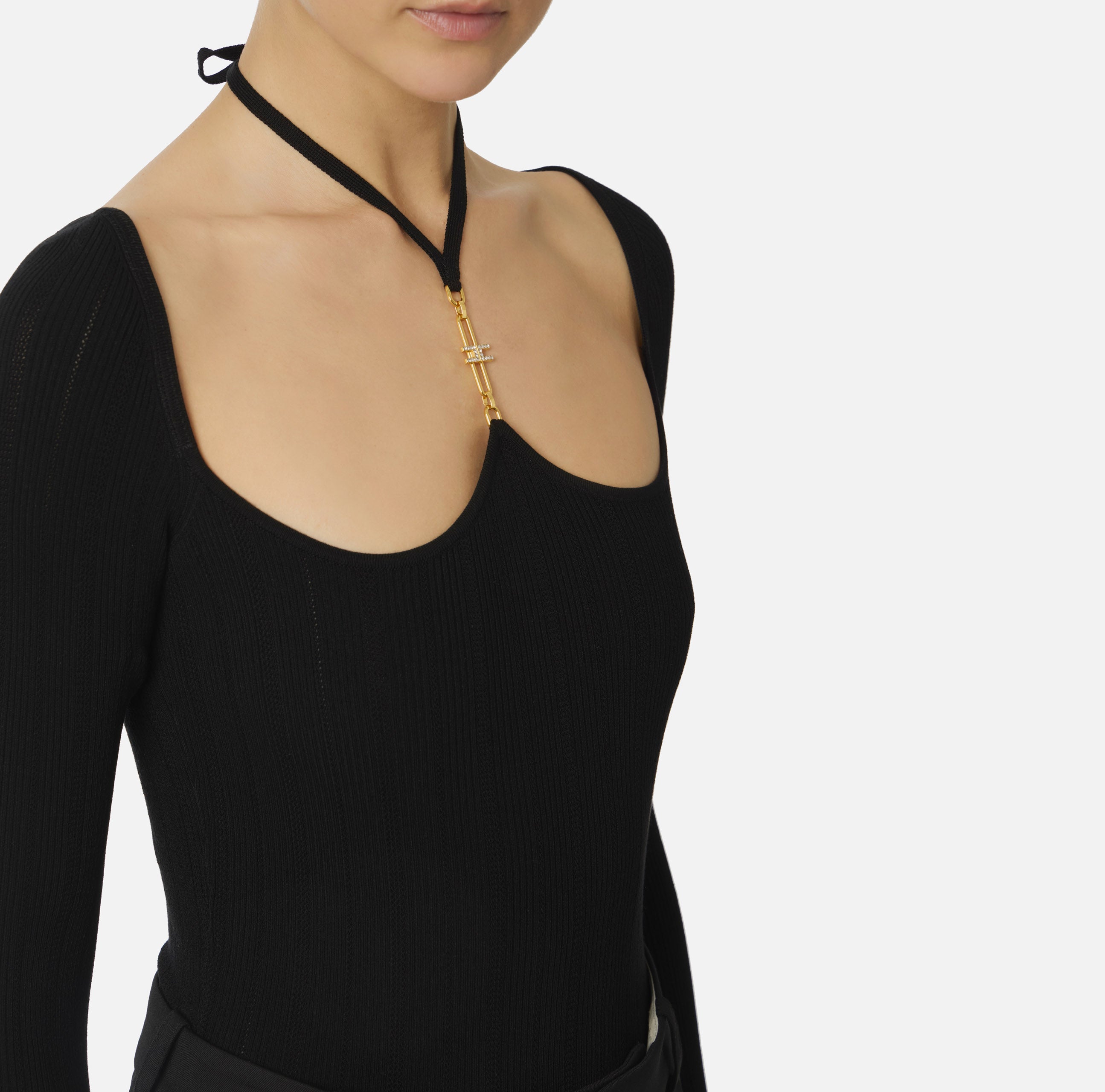 ELISABETTA FRANCHI Body Maglia Costine-Nero
