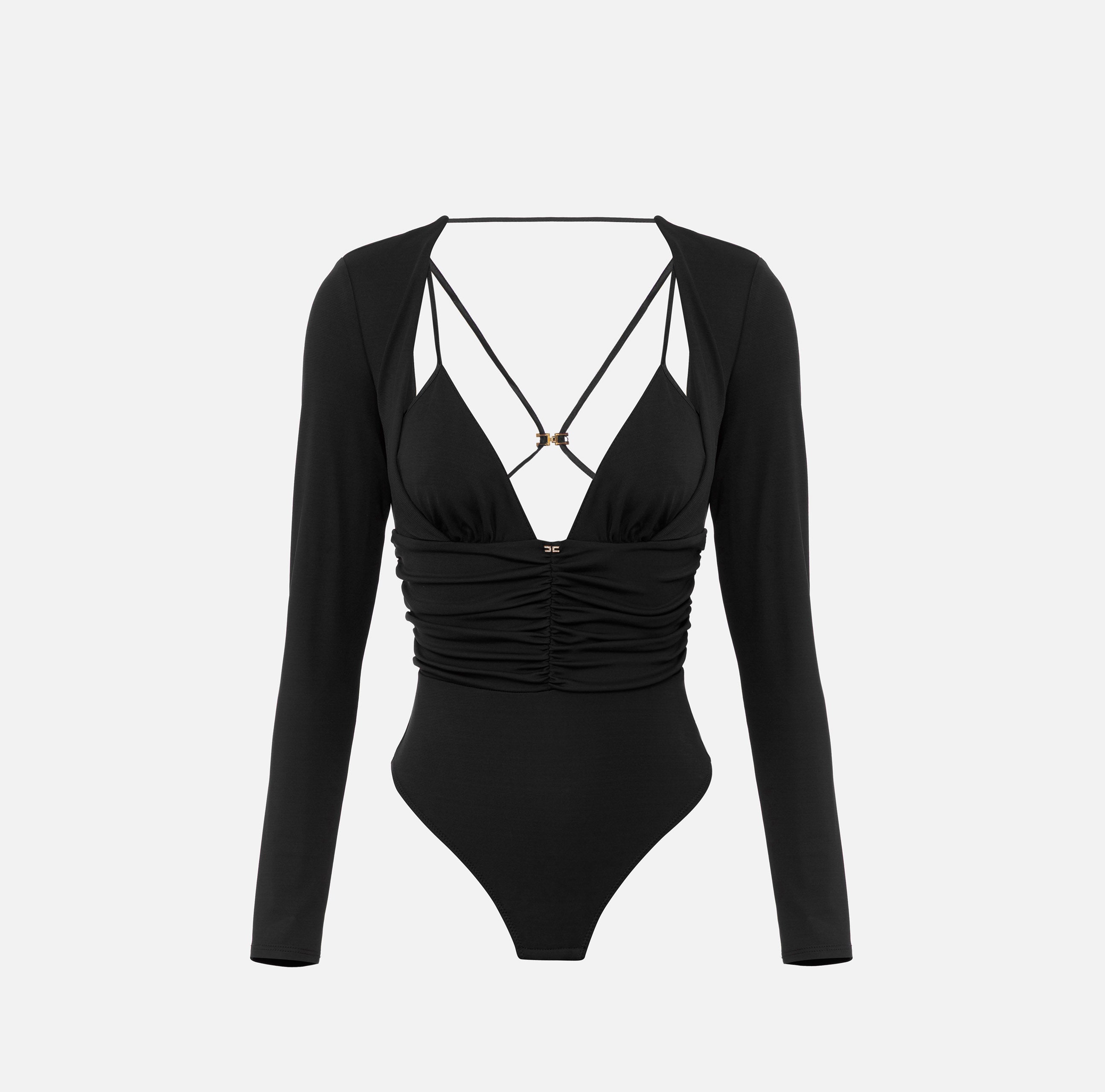 ELISABETTA FRANCHI Body Jersey Crêpe Viscosa-Nero