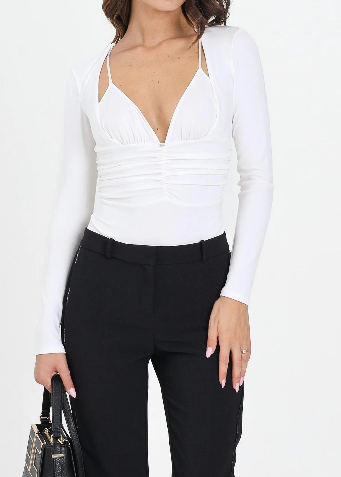 ELISABETTA FRANCHI Body Jersey Crêpe Viscosa-Avorio
