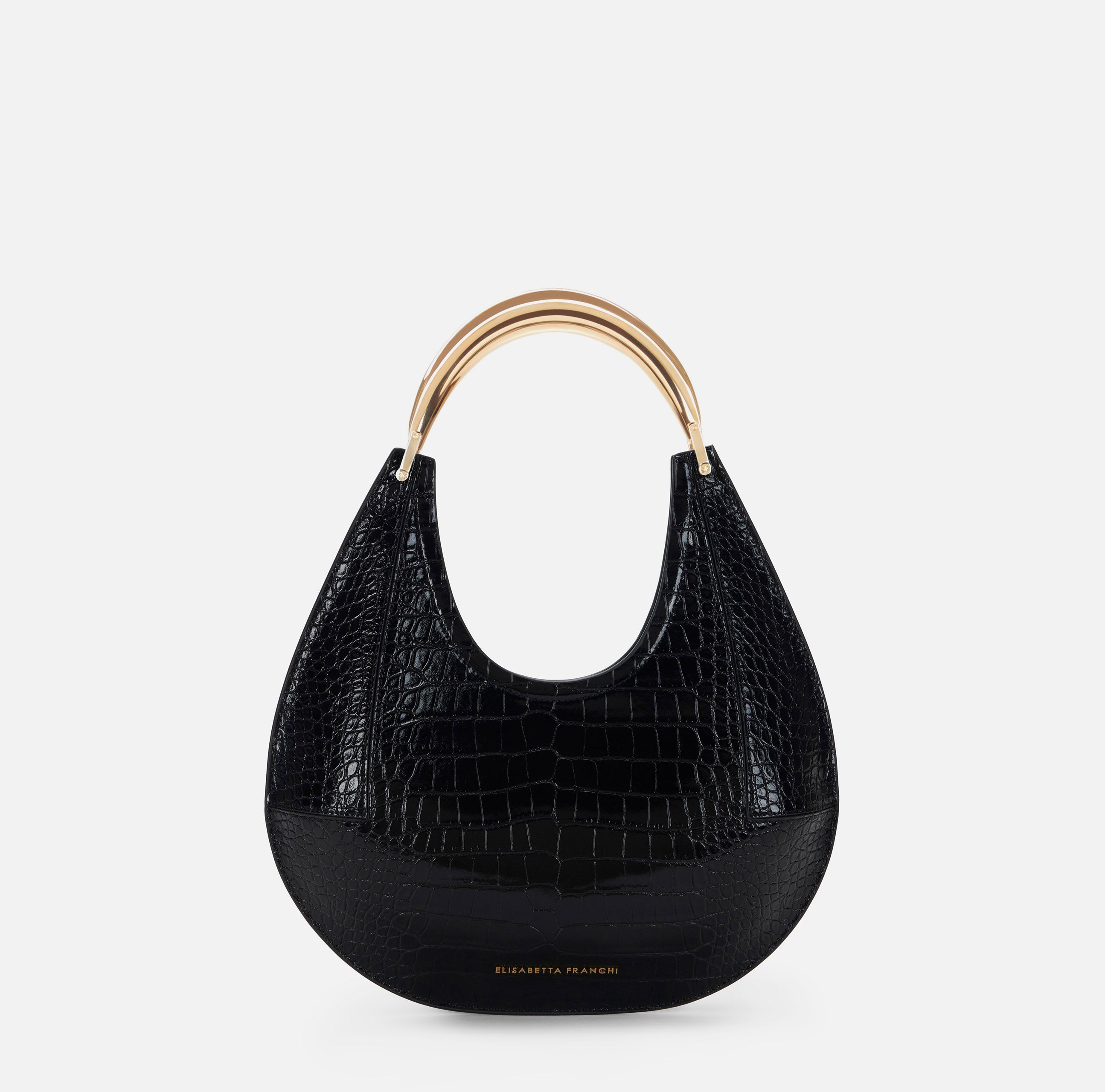 ELISABETTA FRANCHI Borsa Hobo Media Manico Rigido-Nero
