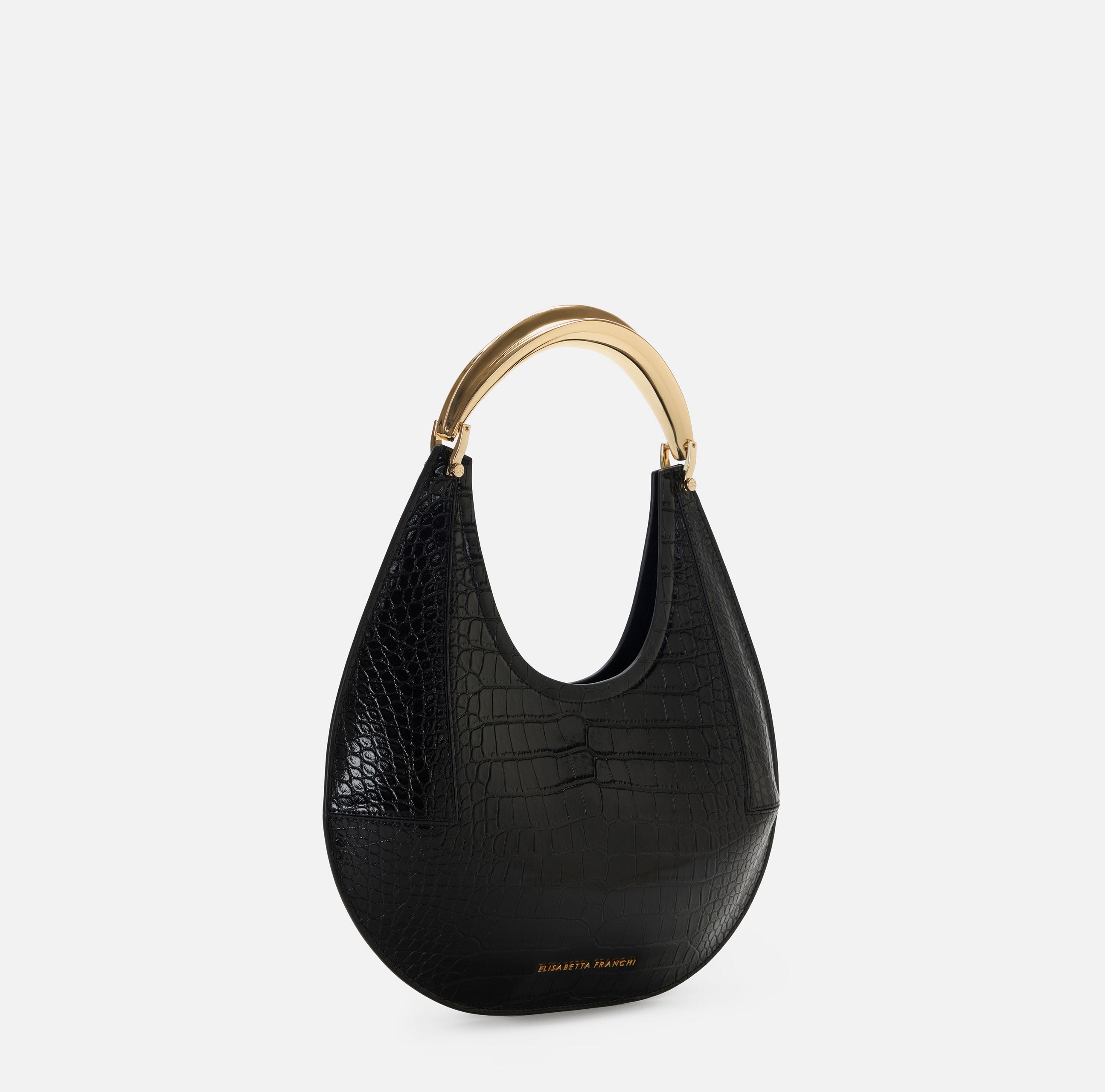 ELISABETTA FRANCHI Borsa Hobo Media Manico Rigido-Nero