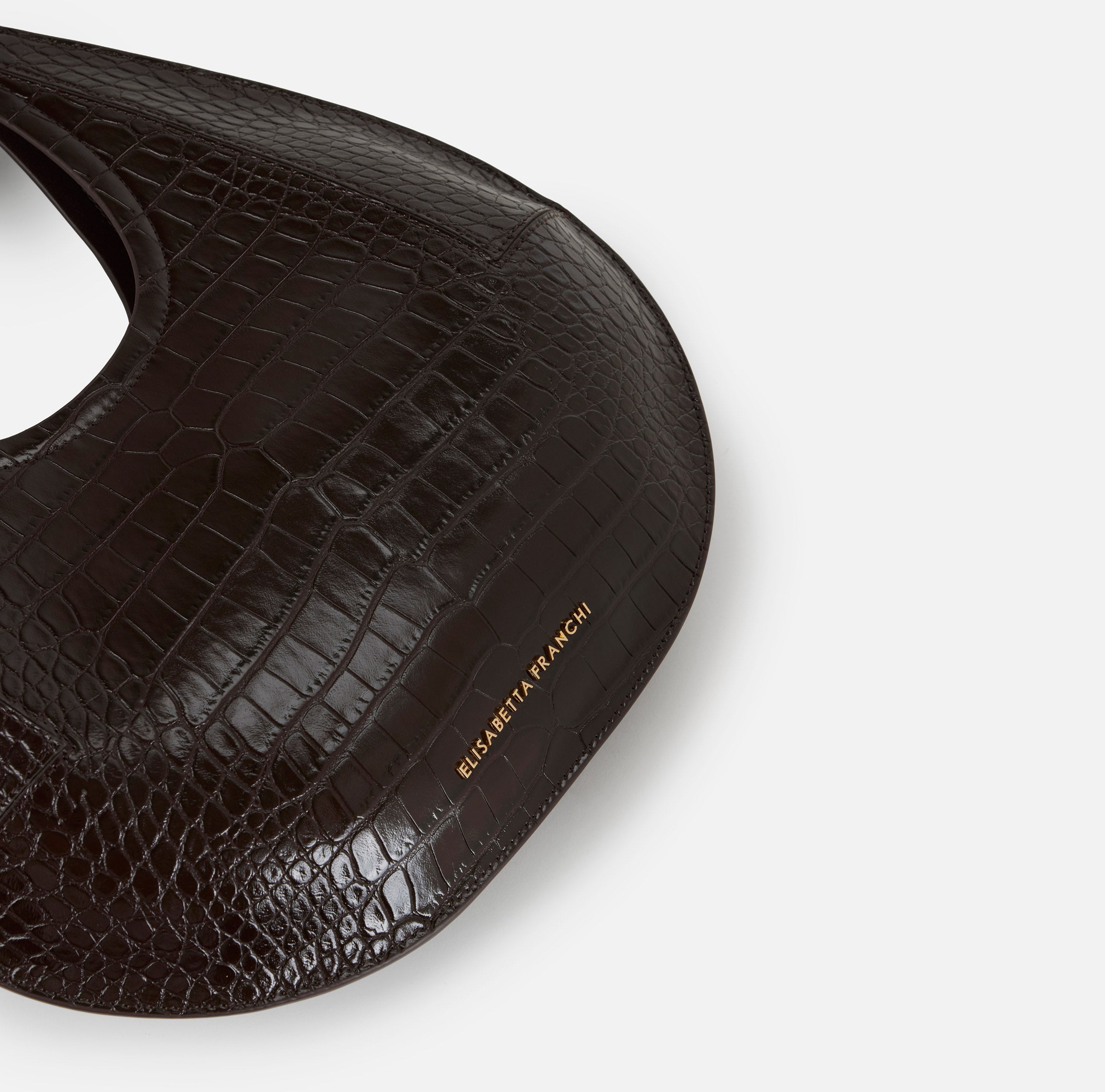 ELISABETTA FRANCHI Borsa Hobo Media Manico Rigido-Coffee