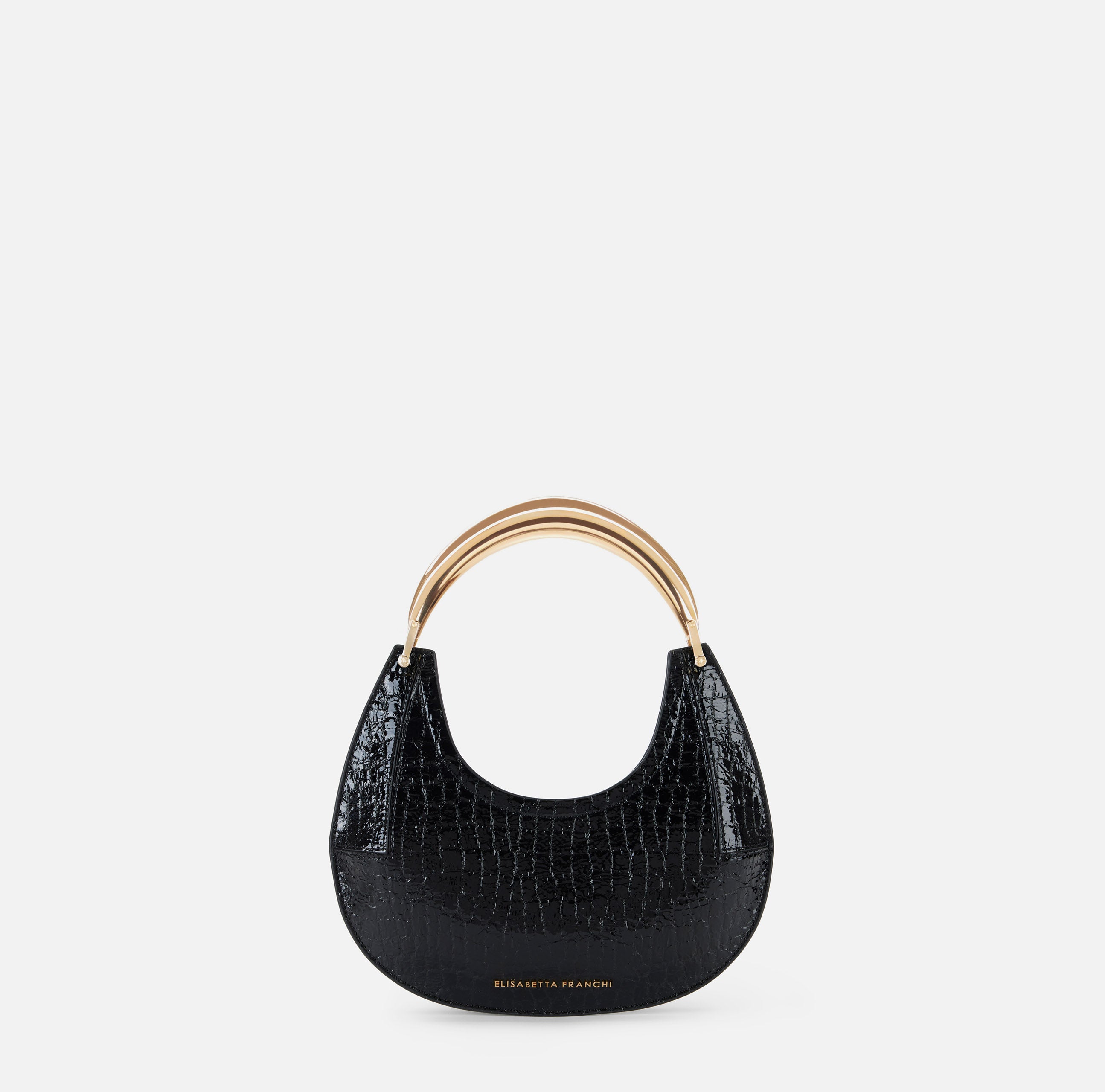 ELISABETTA FRANCHI Borsa Hobo Piccola Manico Rigido-Nero