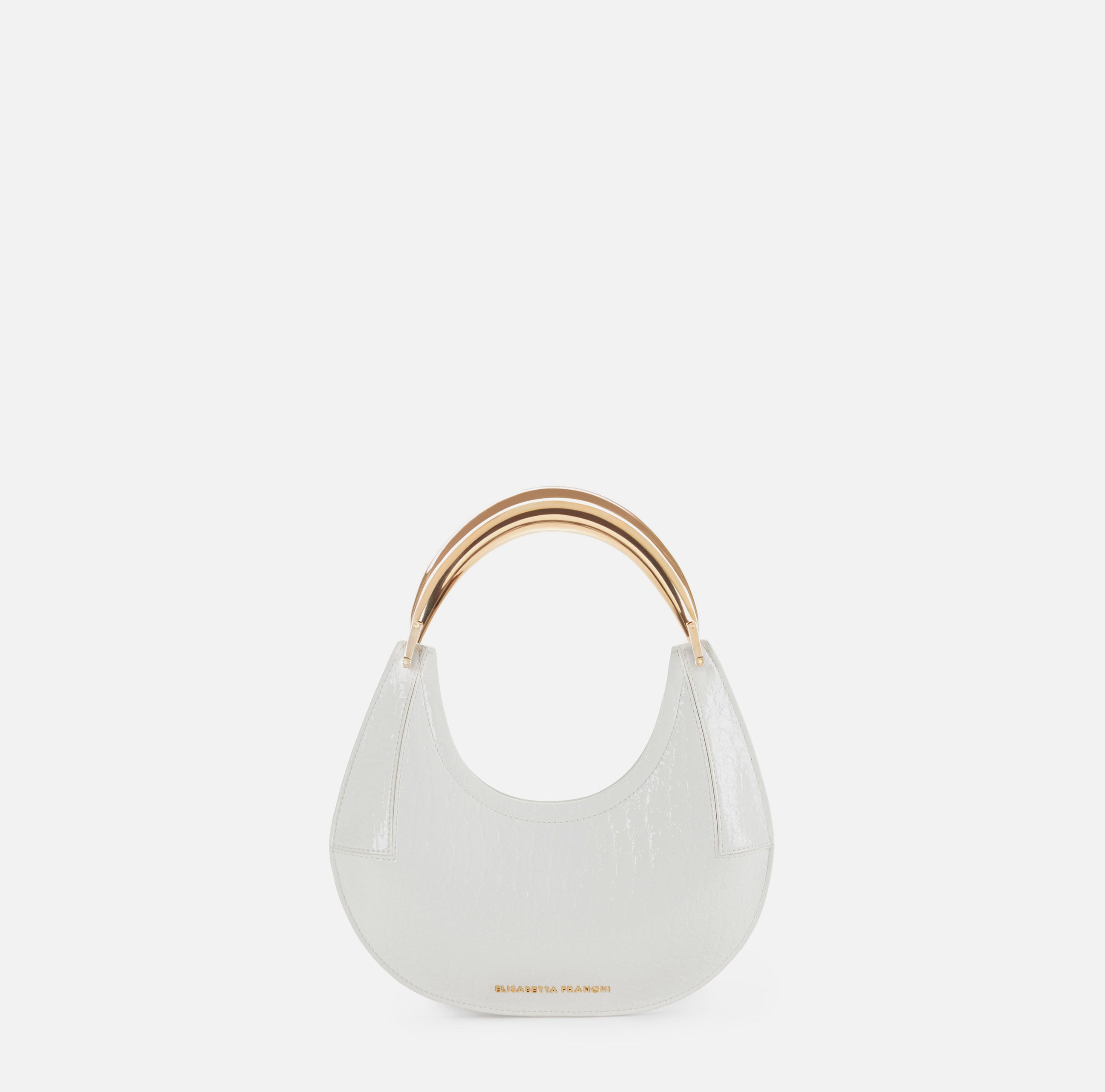 ELISABETTA FRANCHI Borsa Hobo Piccola Manico Rigido-Avorio