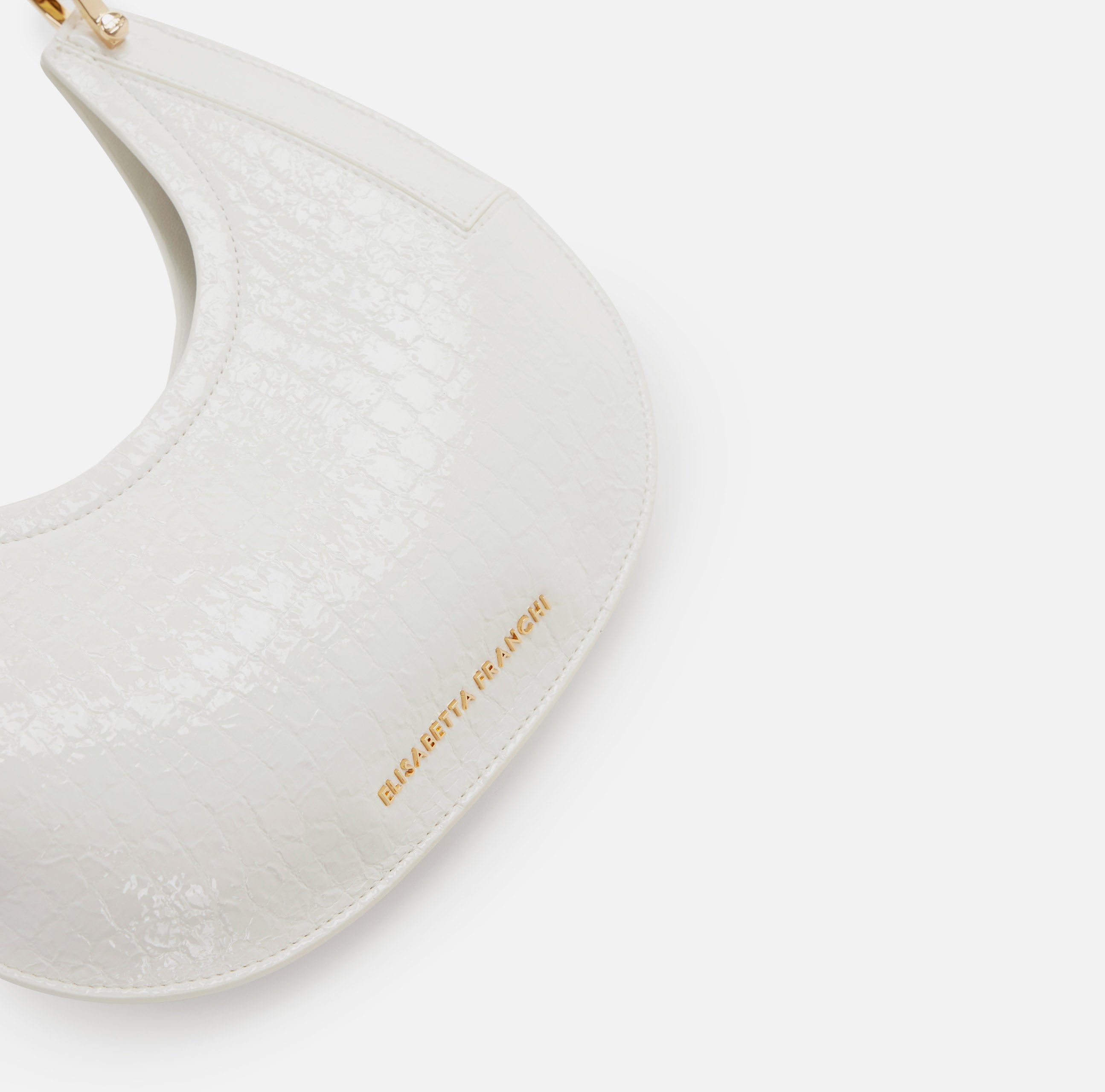ELISABETTA FRANCHI Borsa Hobo Piccola Manico Rigido-Avorio