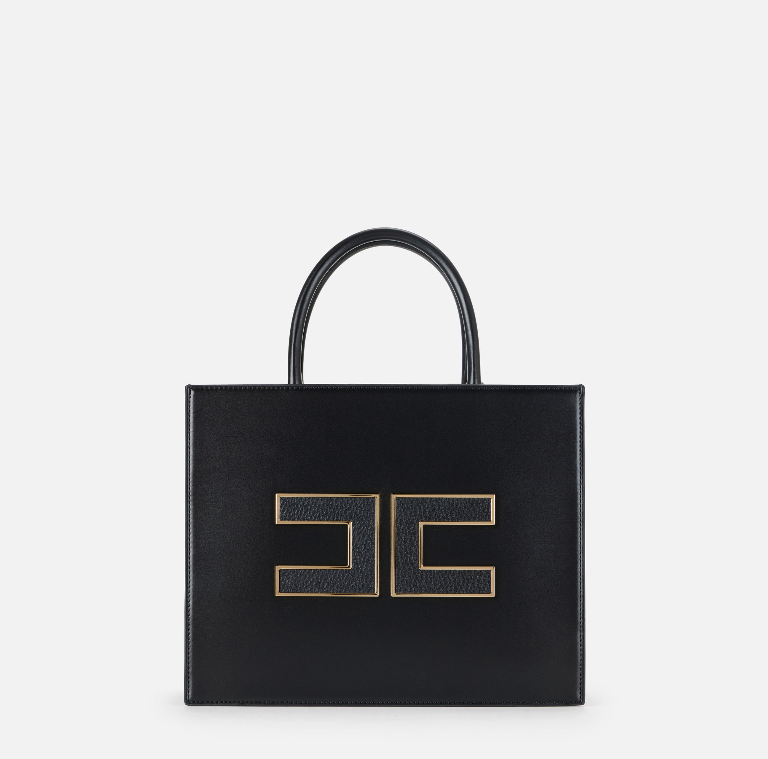 ELISABETTA FRANCHI Borsa Tote Grande Logo-Nero