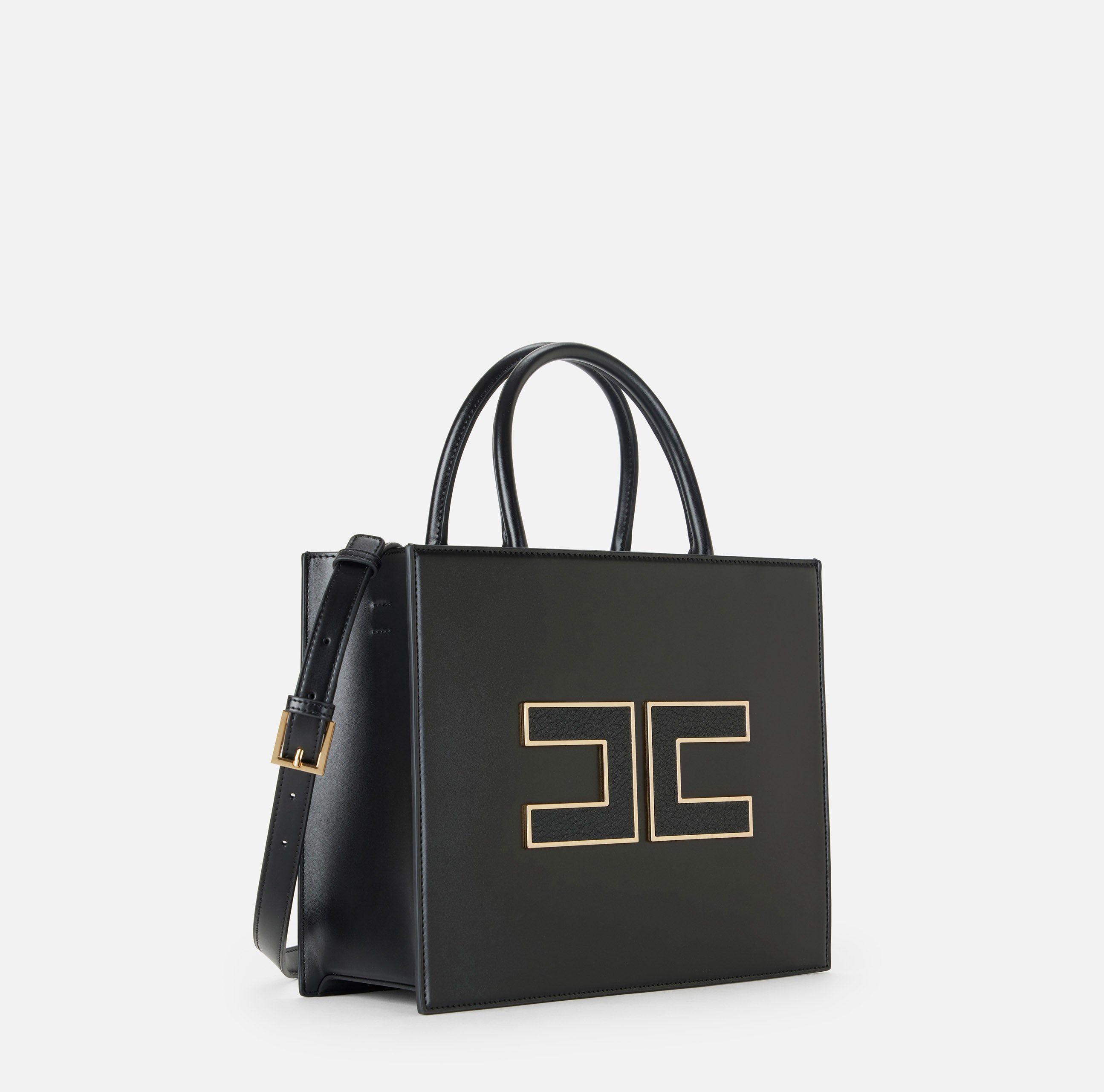 ELISABETTA FRANCHI Borsa Tote Grande Logo-Nero