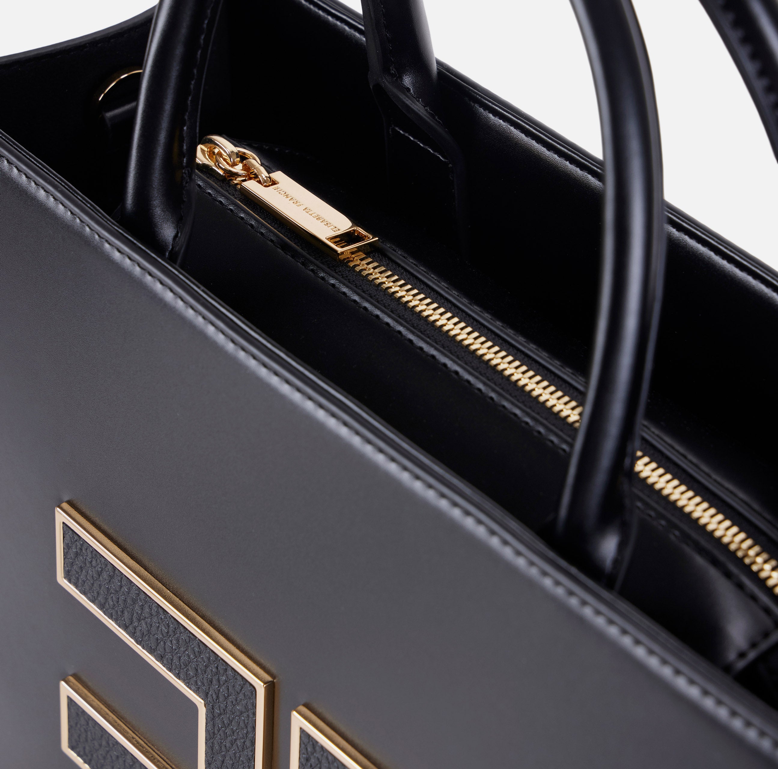 ELISABETTA FRANCHI Borsa Tote Grande Logo-Nero