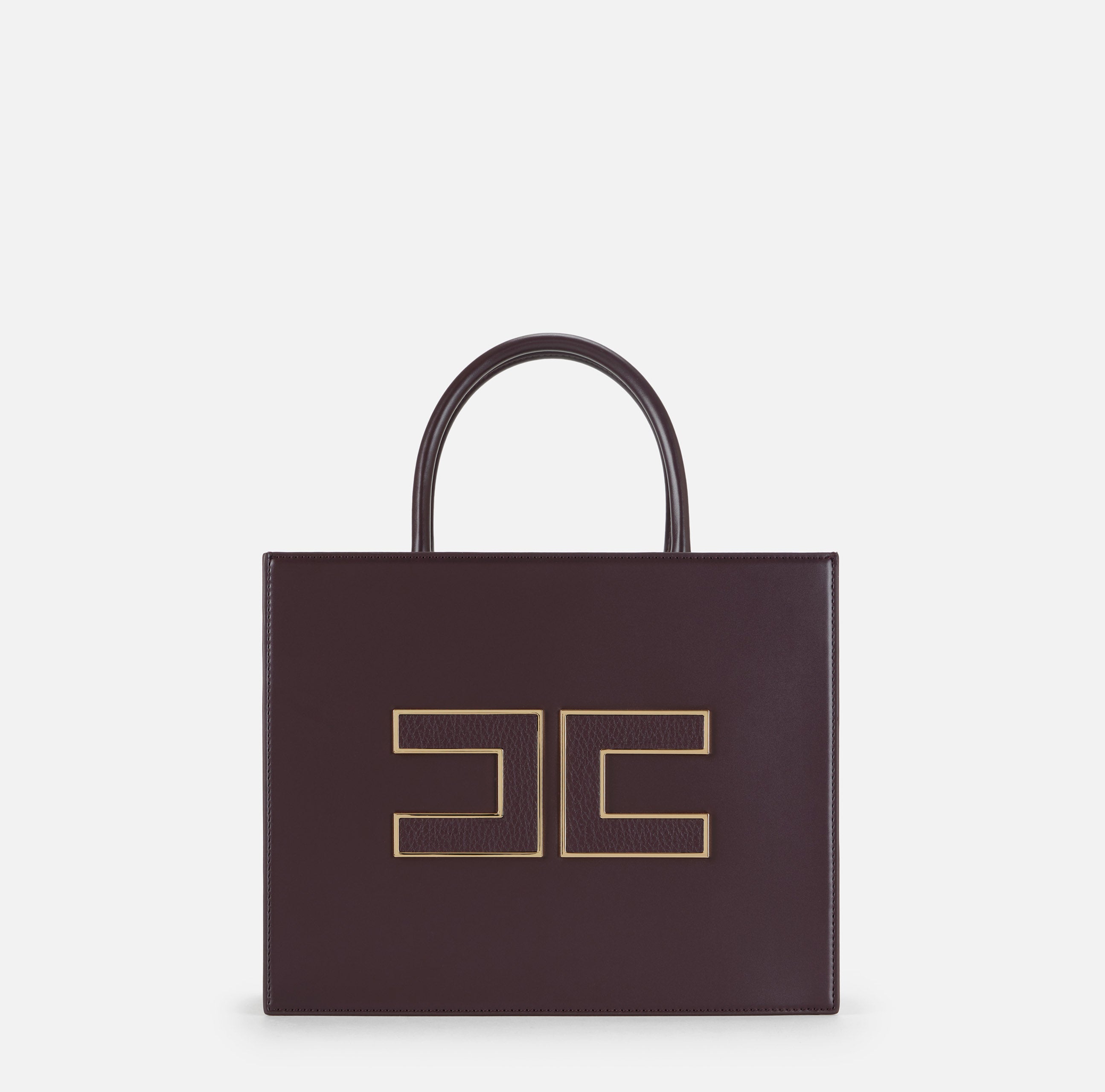 ELISABETTA FRANCHI Borsa Tote Grande Logo-Merlot
