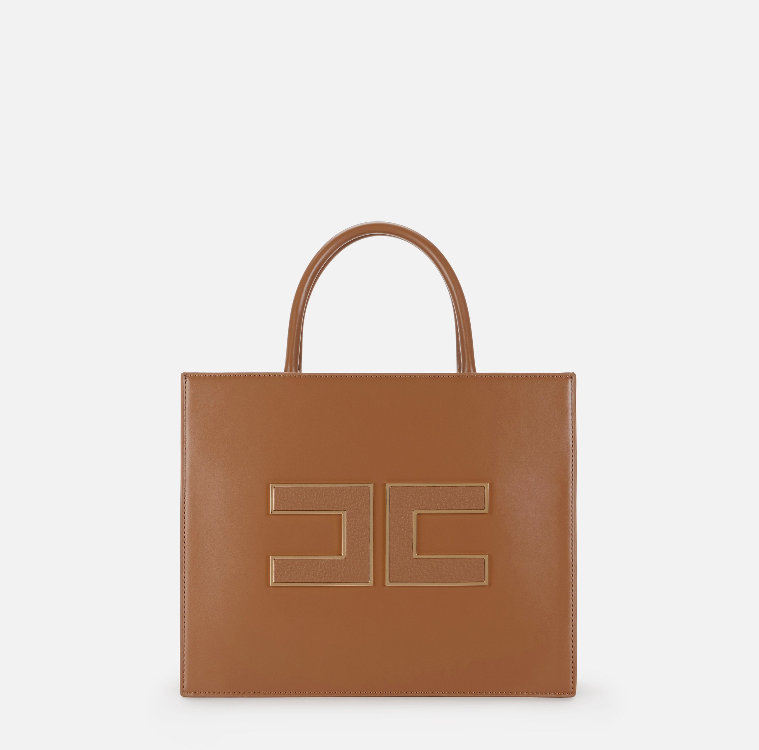 ELISABETTA FRANCHI Borsa Tote Grande Logo-Brown Sugar