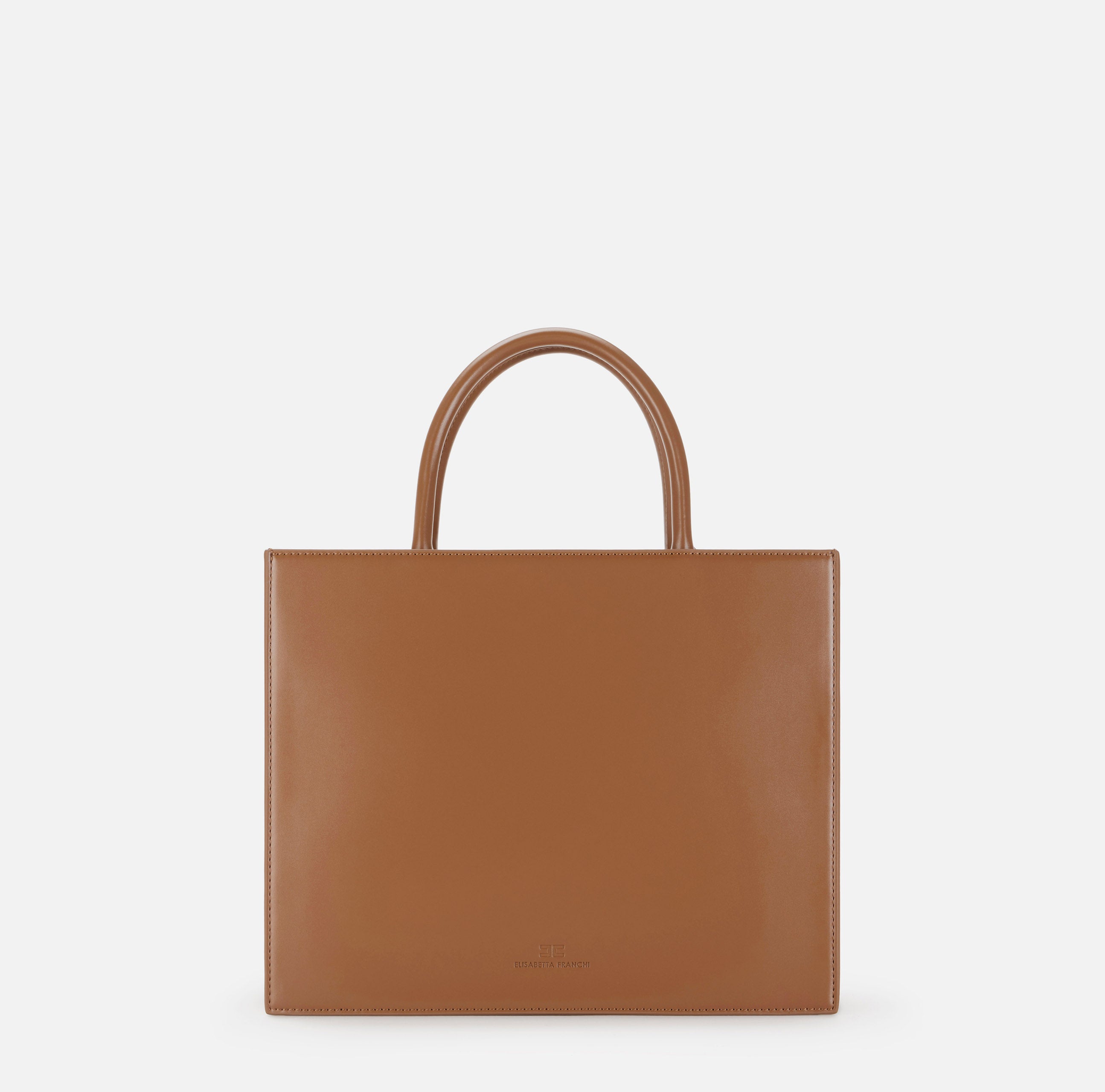 ELISABETTA FRANCHI Borsa Tote Grande Logo-Brown Sugar