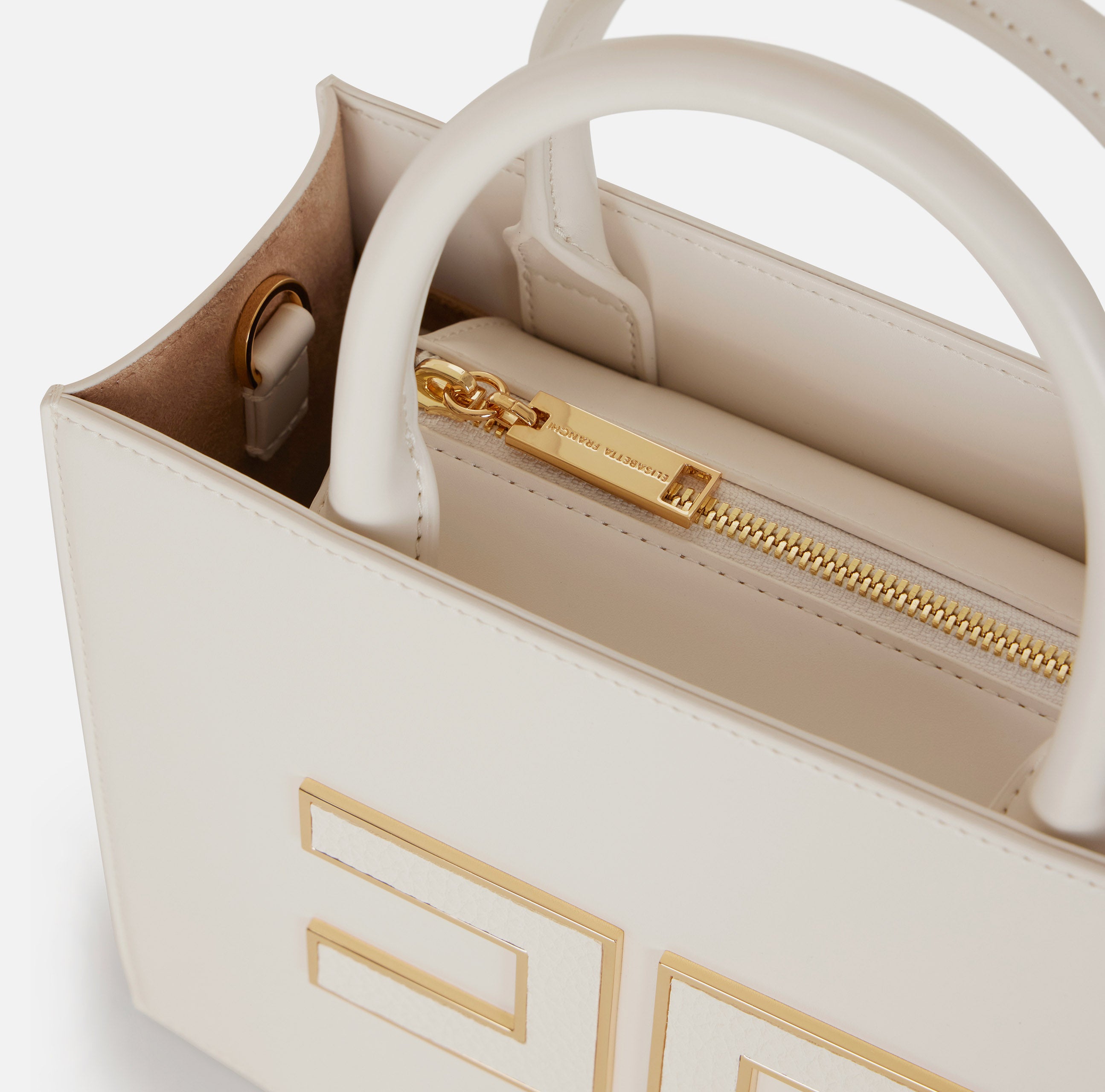 ELISABETTA FRANCHI Borsa Tote Piccola Logo-Milk